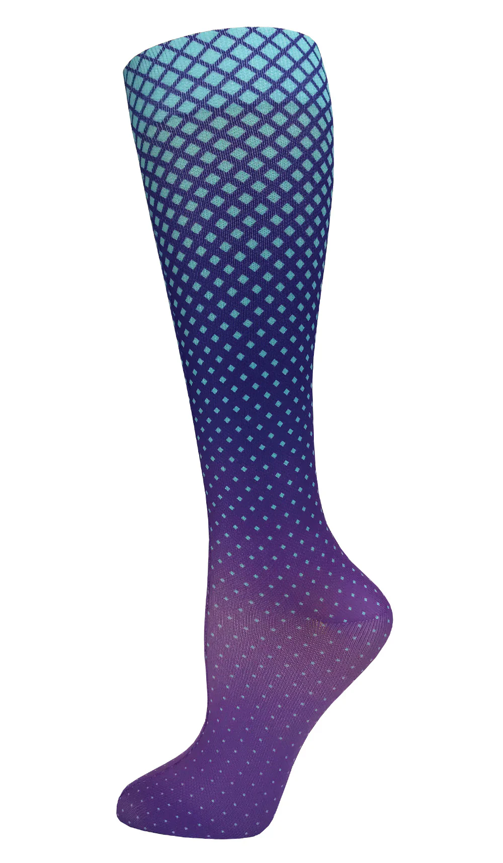 12" Soft Comfort Compression Socks Dot Matrix Aqua & Purple