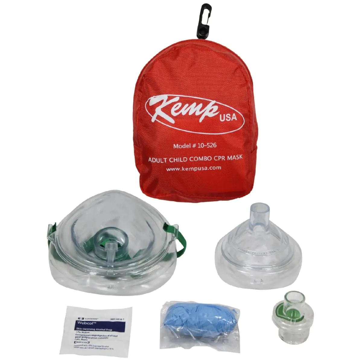 Kemp USA CPR Mask Adult & Child Combo With Gloves & Wipe In Soft Case Pouch - Image 2