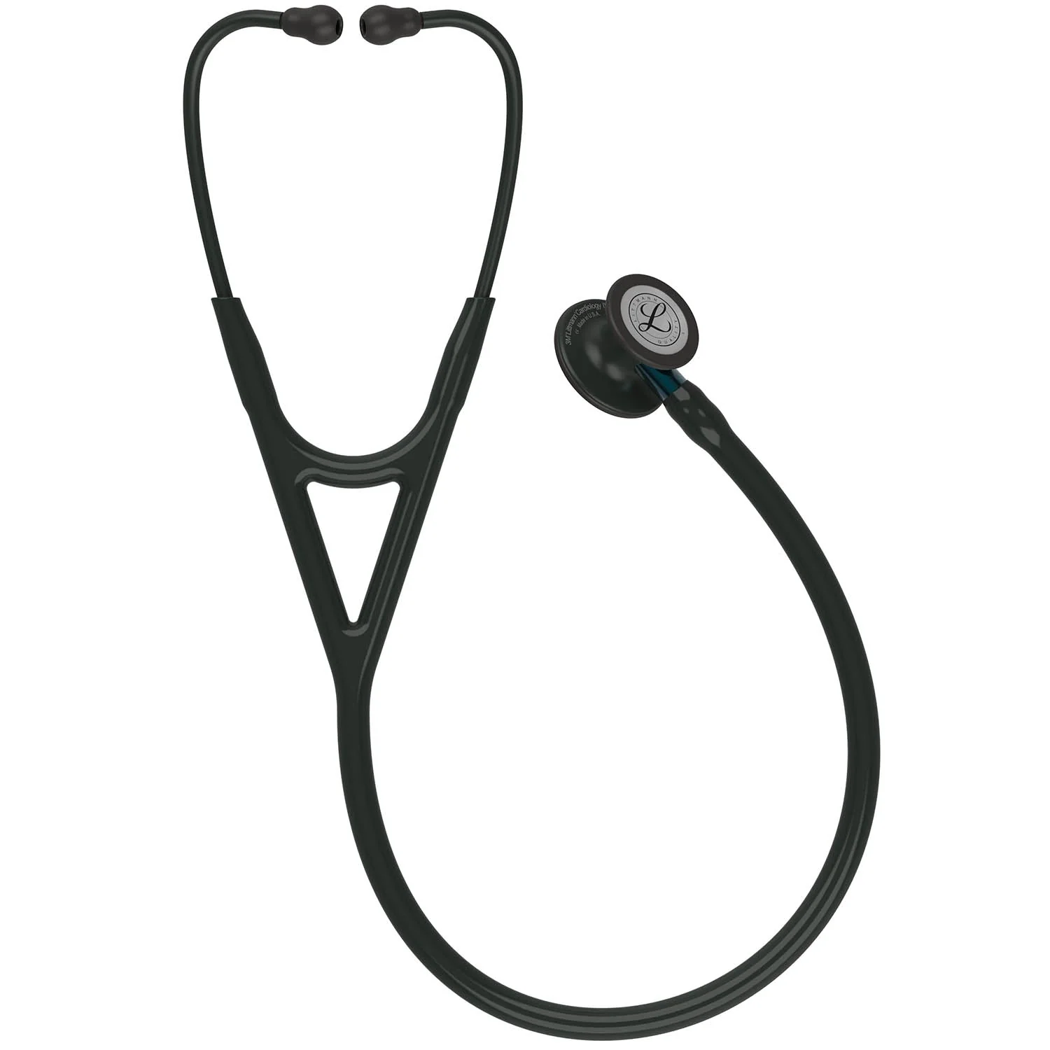 Littmann Cardiology IV Diagnostic Stethoscope: Black & Black - Blue Stem 6201 - Over Engraved - Image 3