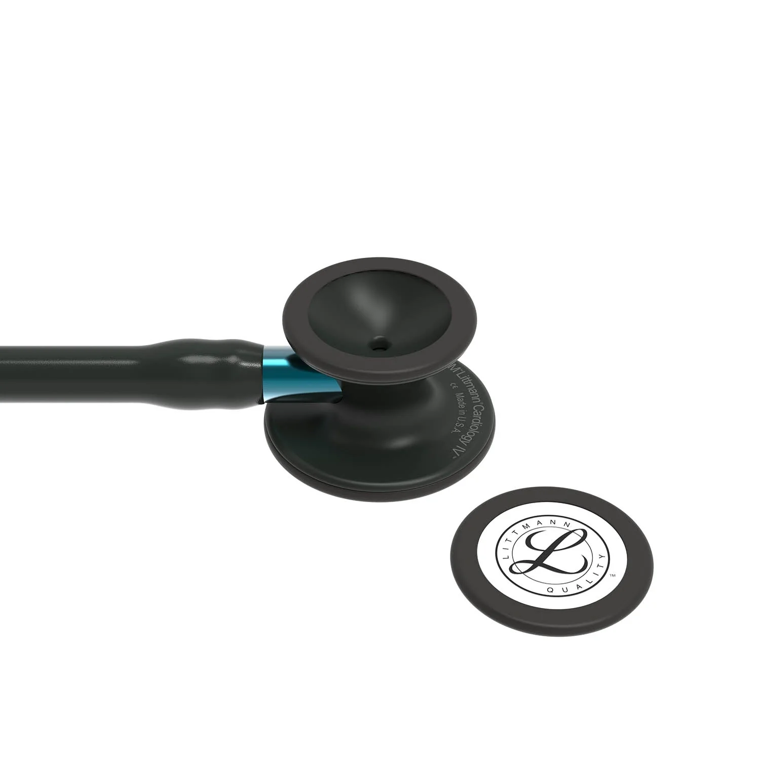 Littmann Cardiology IV Diagnostic Stethoscope: Black & Black - Blue Stem 6201 - Over Engraved - Image 6