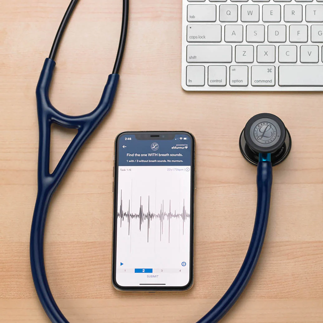 Littmann Cardiology IV Diagnostic Stethoscope: Black & Navy 6168 - Over Engraved - Image 4