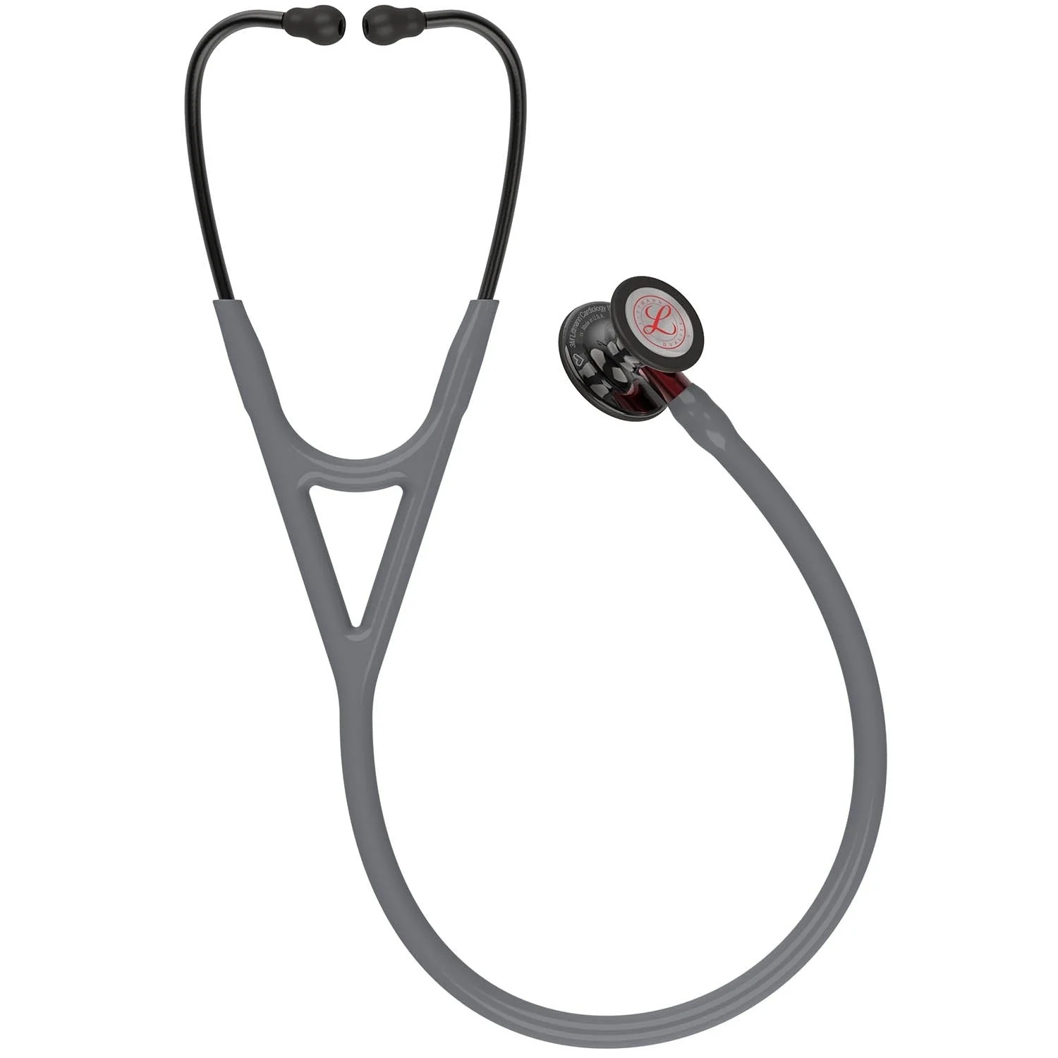Littmann Cardiology IV Diagnostic Stethoscope: Grey & Smoke - Red Stem - Limited Edition 6183 - Over Engraved - Image 4