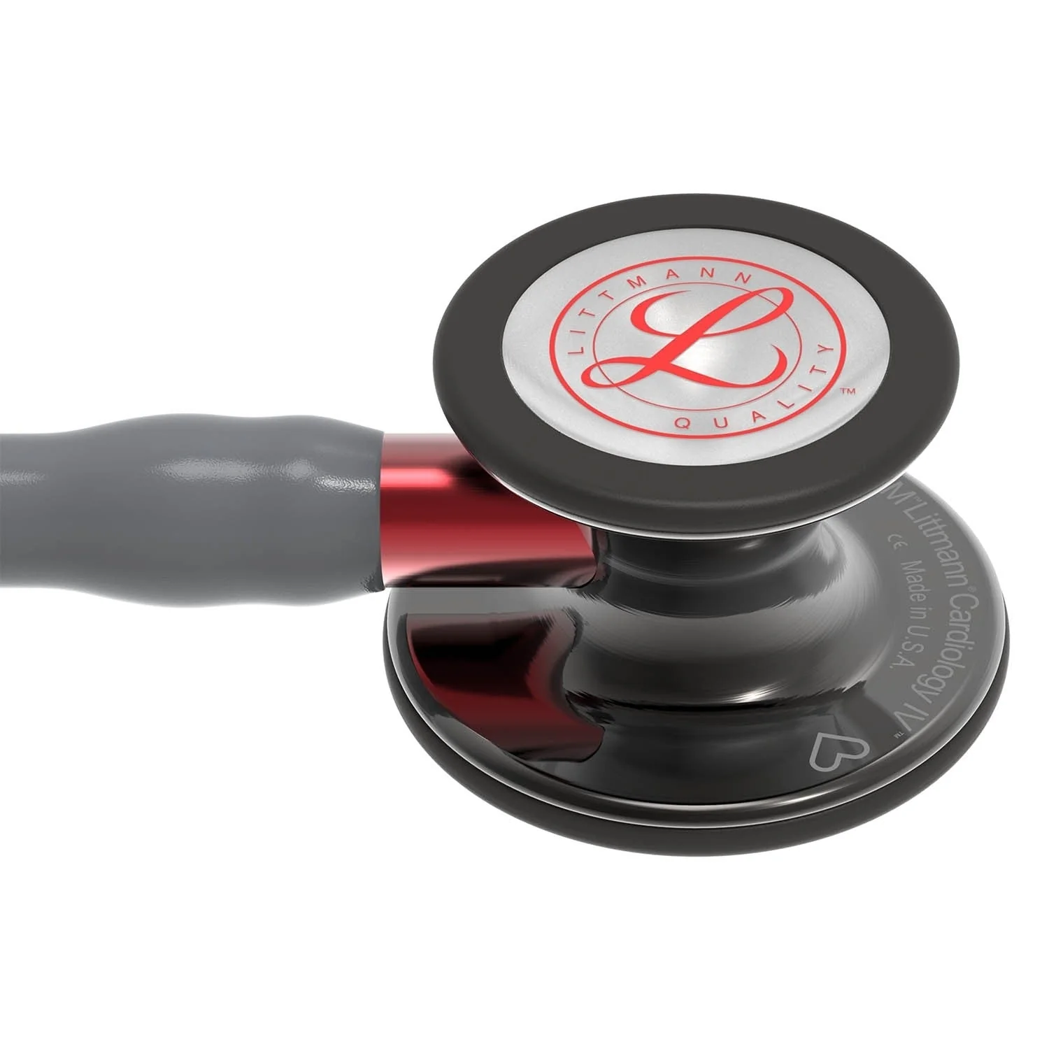 Littmann Cardiology IV Diagnostic Stethoscope: Grey & Smoke - Red Stem - Limited Edition 6183 - Over Engraved - Image 5