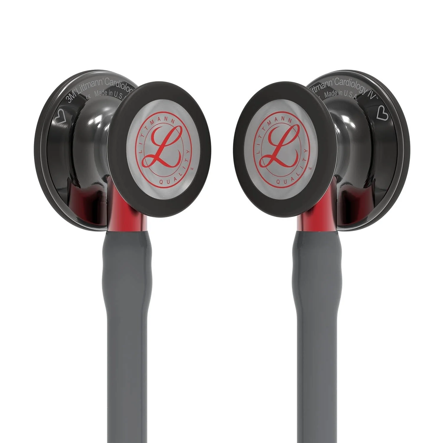 Littmann Cardiology IV Diagnostic Stethoscope: Grey & Smoke - Red Stem - Limited Edition 6183 - Over Engraved - Image 6