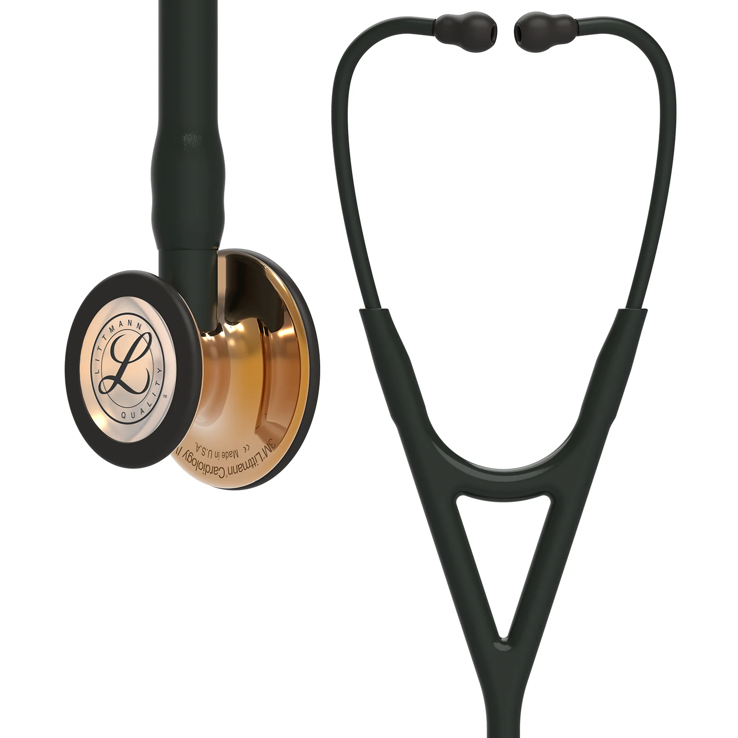 Littmann Cardiology IV Diagnostic Stethoscope: High Polished Copper & Black - Black Stem 6180 - Over Engraved