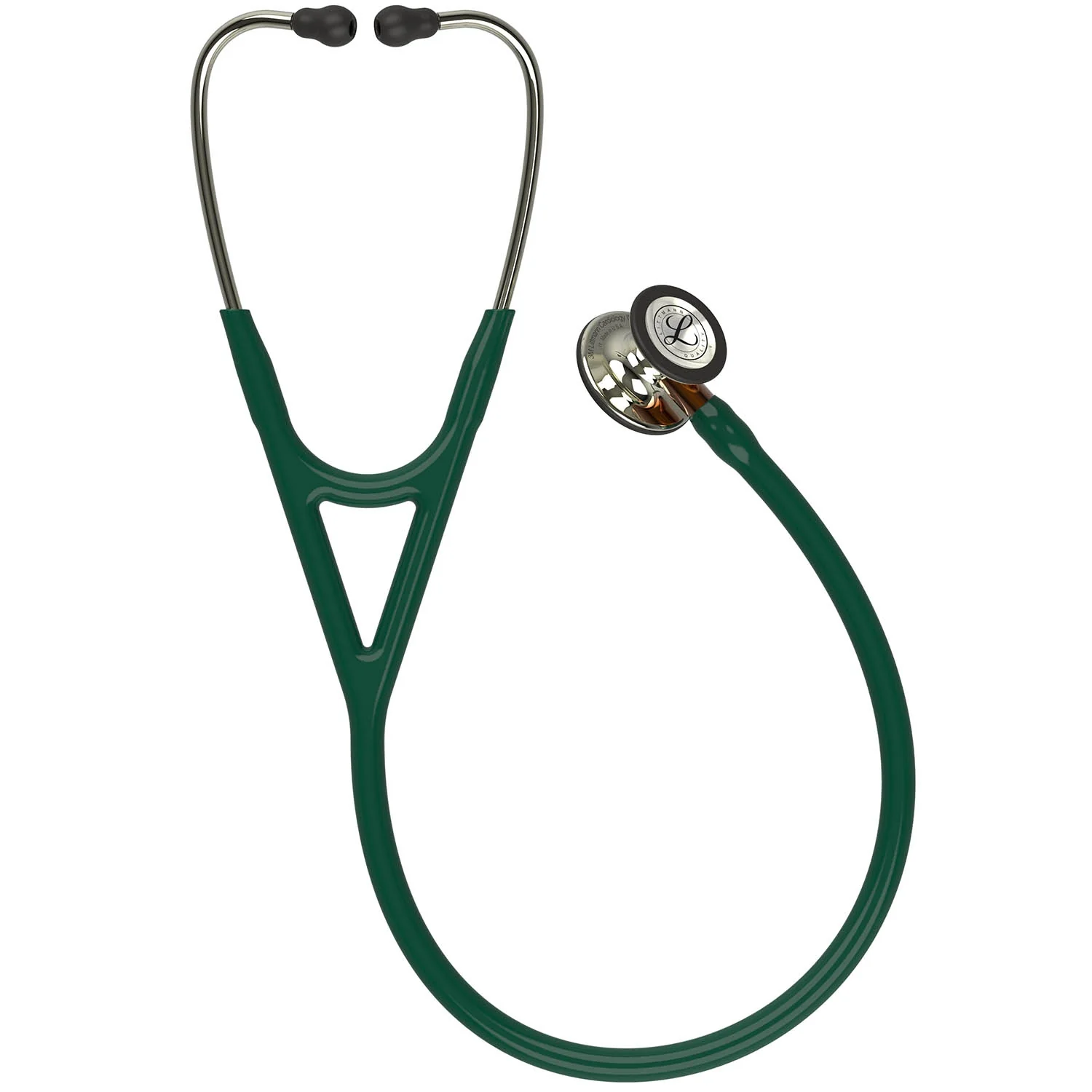Littmann Cardiology IV Diagnostic Stethoscope: Polished Champagne & Hunter Green - Orange Stem 6206 - Image 3