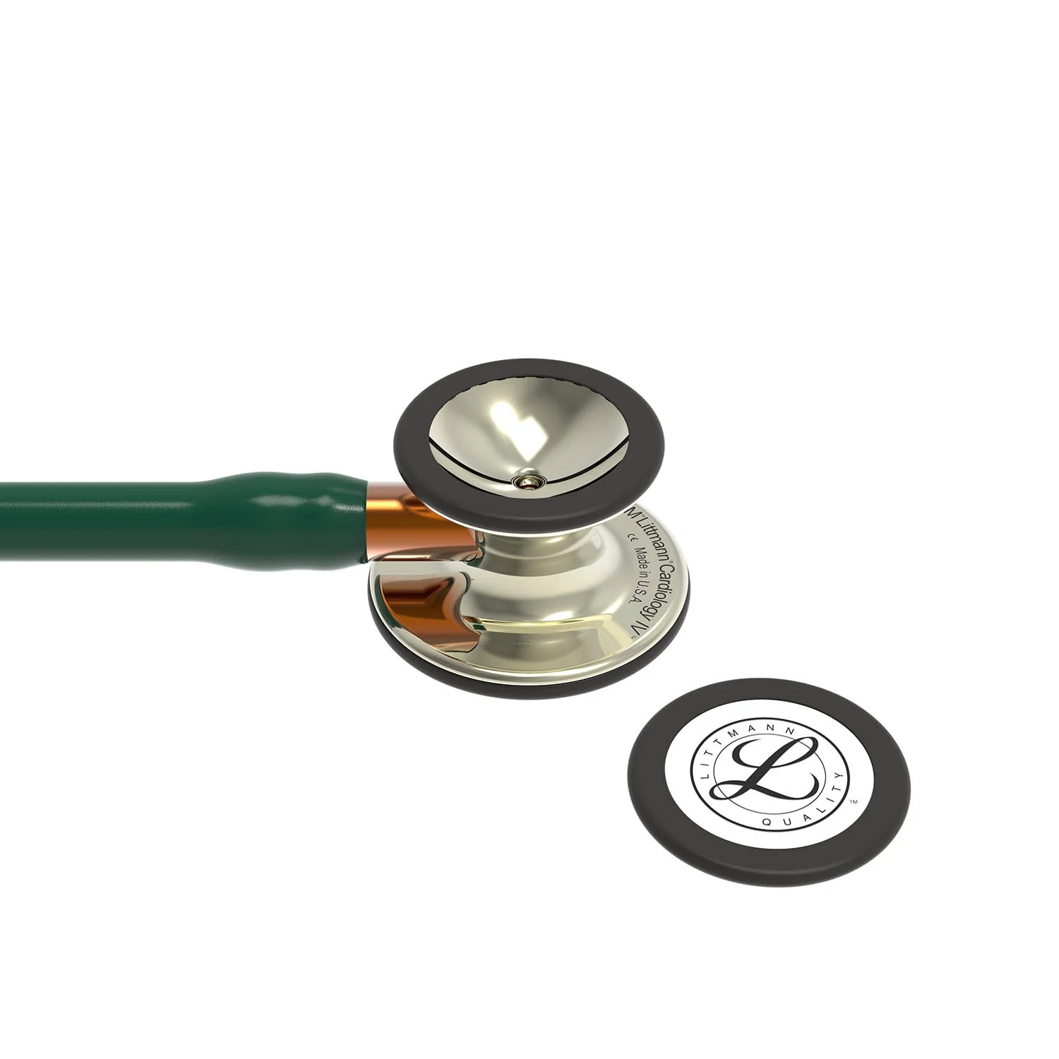 Littmann Cardiology IV Diagnostic Stethoscope: Polished Champagne & Hunter Green - Orange Stem 6206 - Image 6