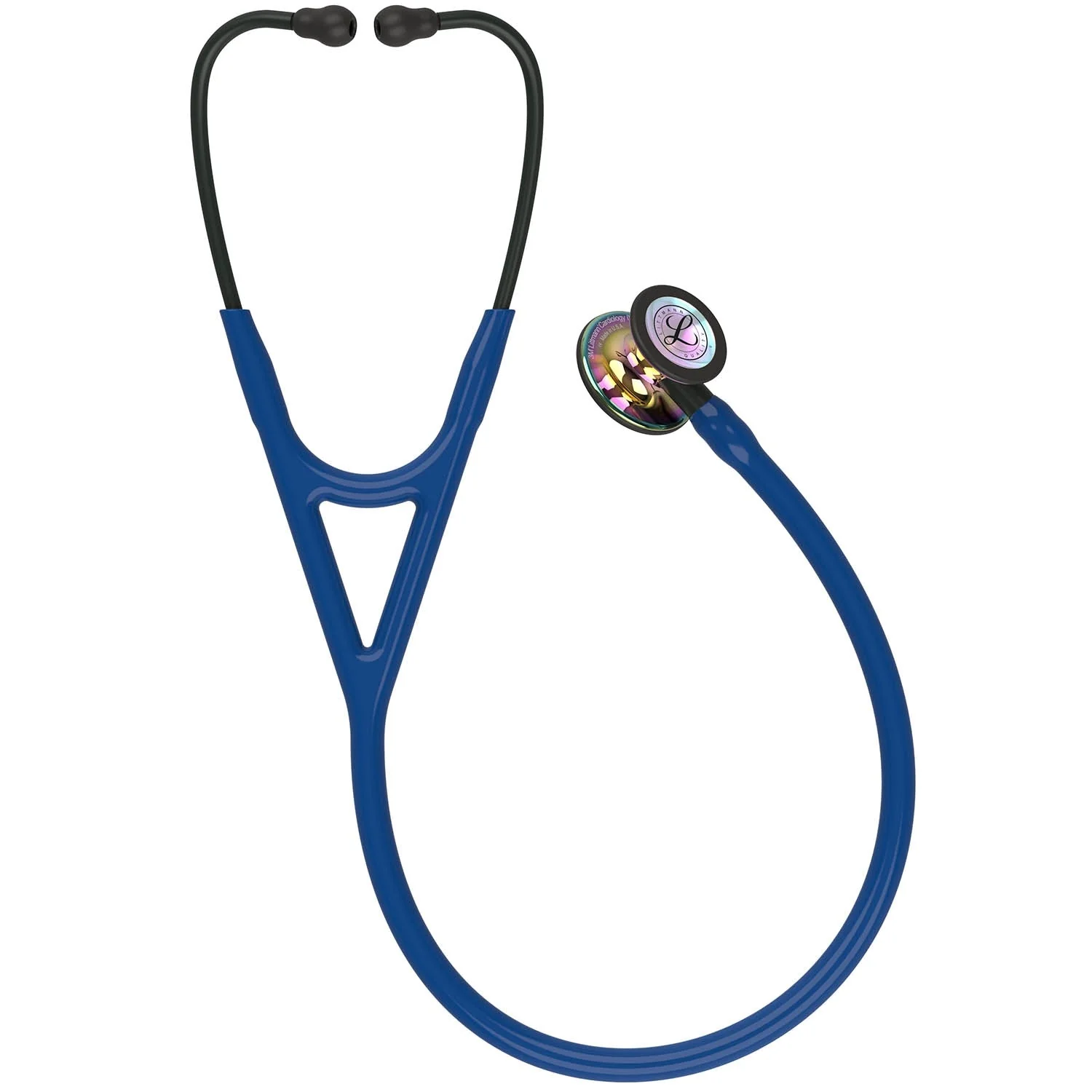 Littmann Cardiology IV Diagnostic Stethoscope: Polished Rainbow & Navy - Black Stem 6242- Over Engraved - Image 3