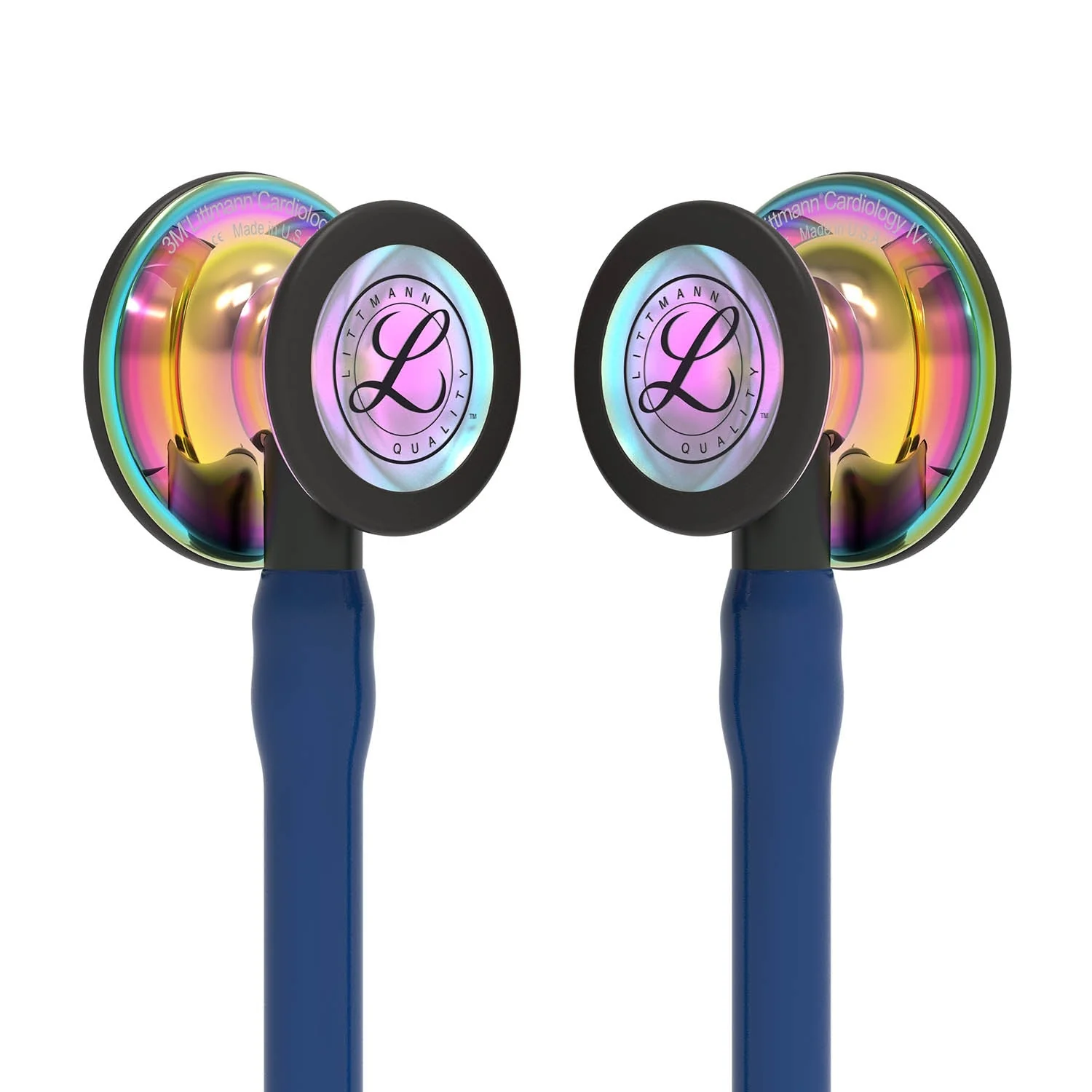 Littmann Cardiology IV Diagnostic Stethoscope: Polished Rainbow & Navy - Black Stem 6242- Over Engraved - Image 4