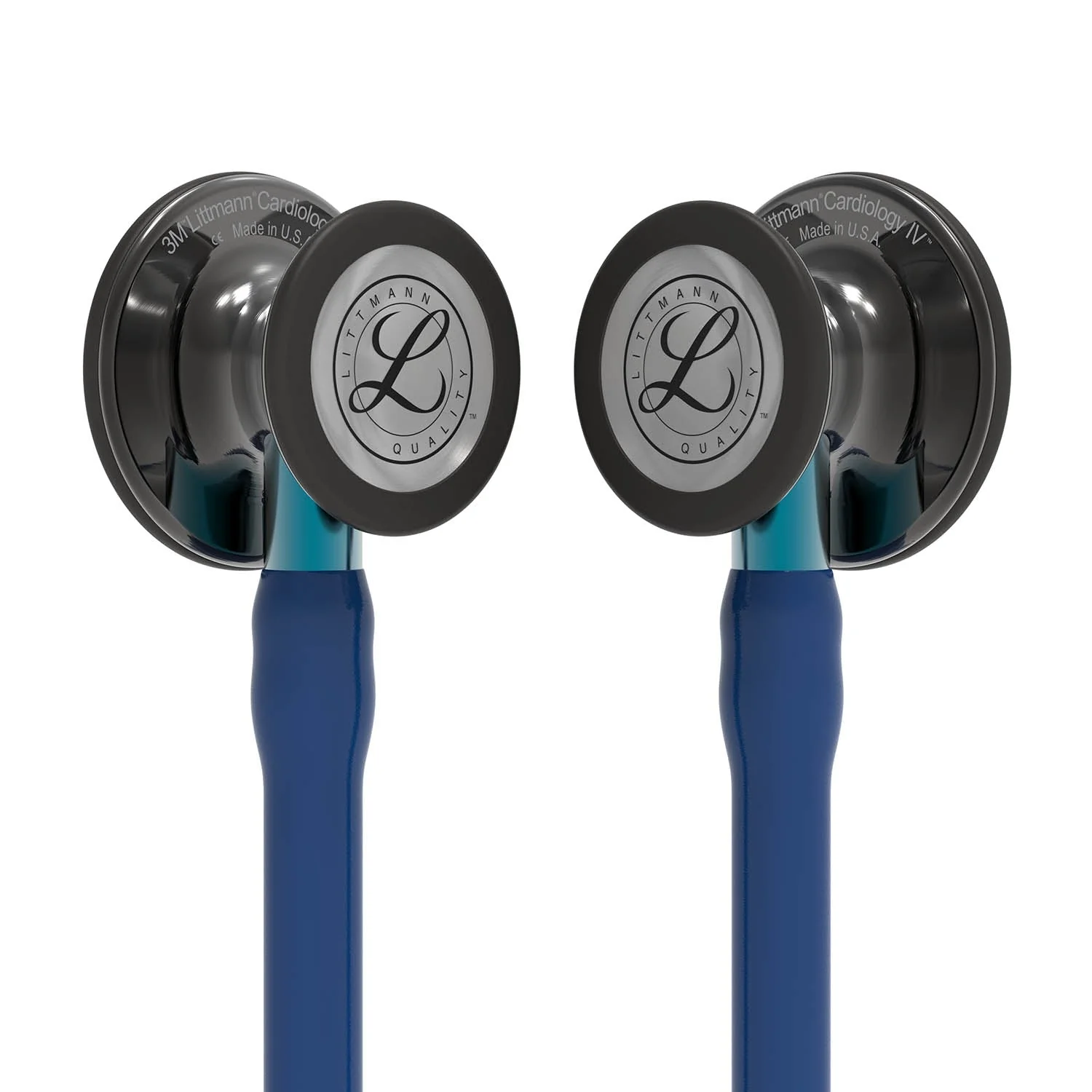 Littmann Cardiology IV Diagnostic Stethoscope: Polished Smoke & Navy - Blue Stem 6202 - Over Engraved - Image 4