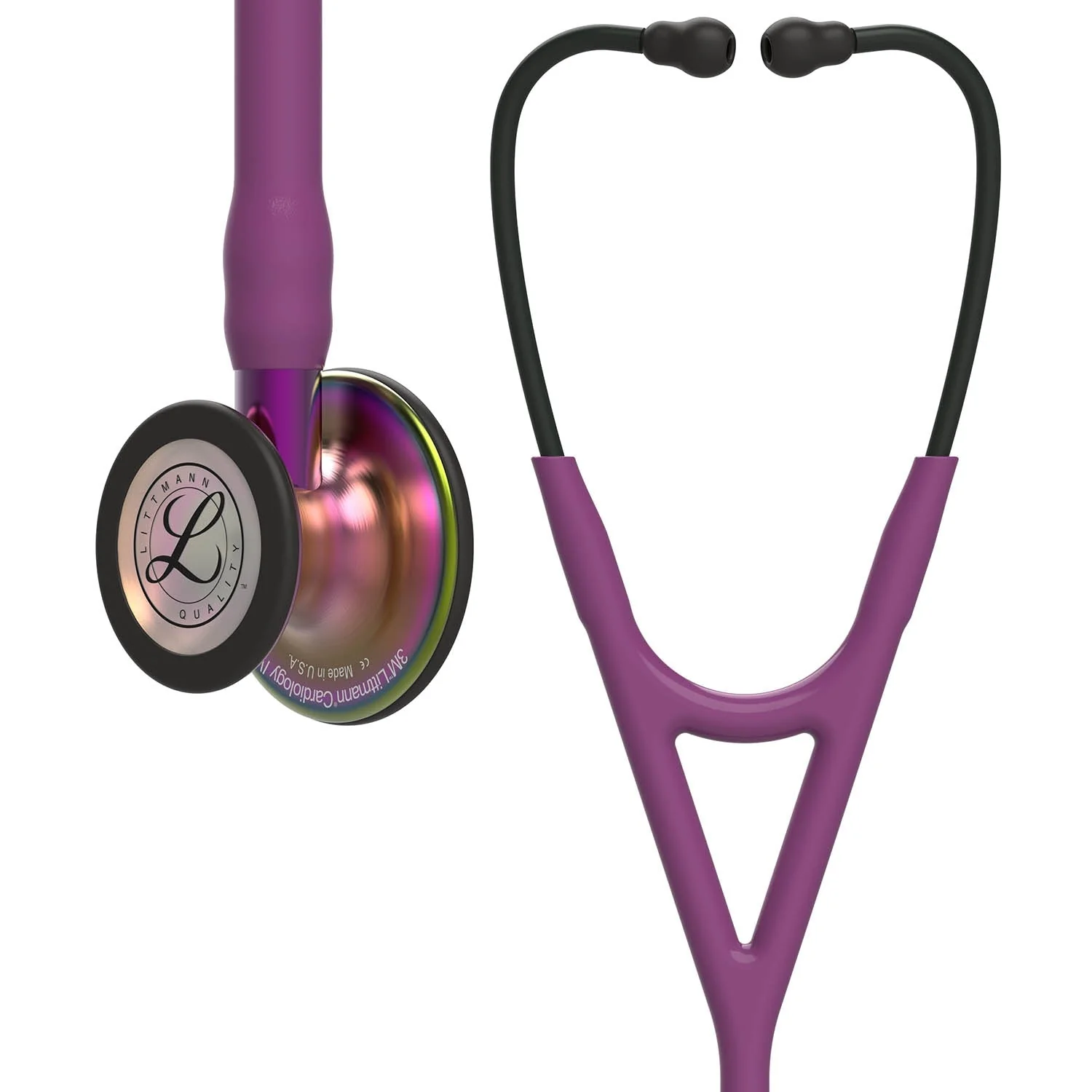 Littmann Cardiology IV Diagnostic Stethoscope: Rainbow & Plum - Violet Stem 6205- Over Engraved