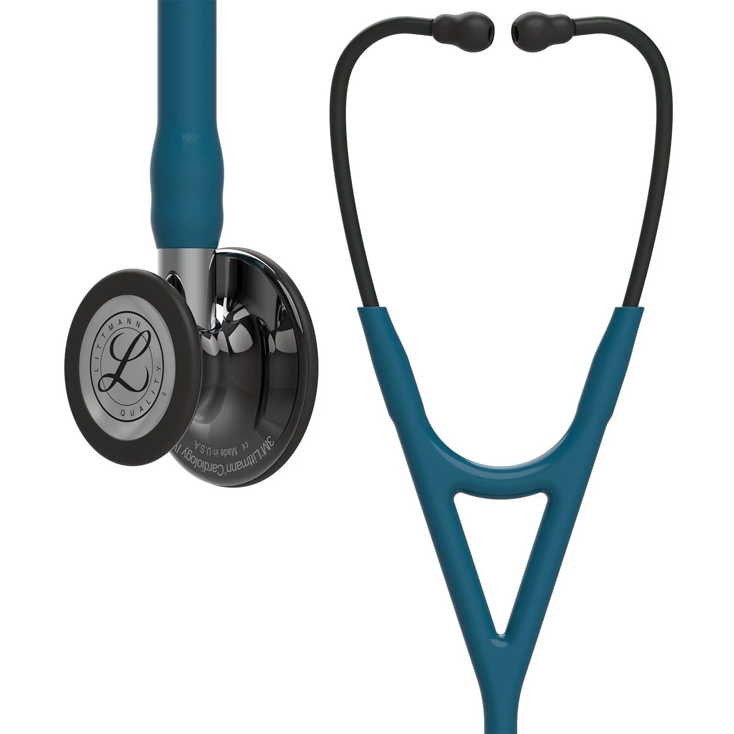 Littmann Cardiology IV Diagnostic Stethoscope: Smoke & Caribbean Blue - Mirror Stem 6234 - Over Engraved