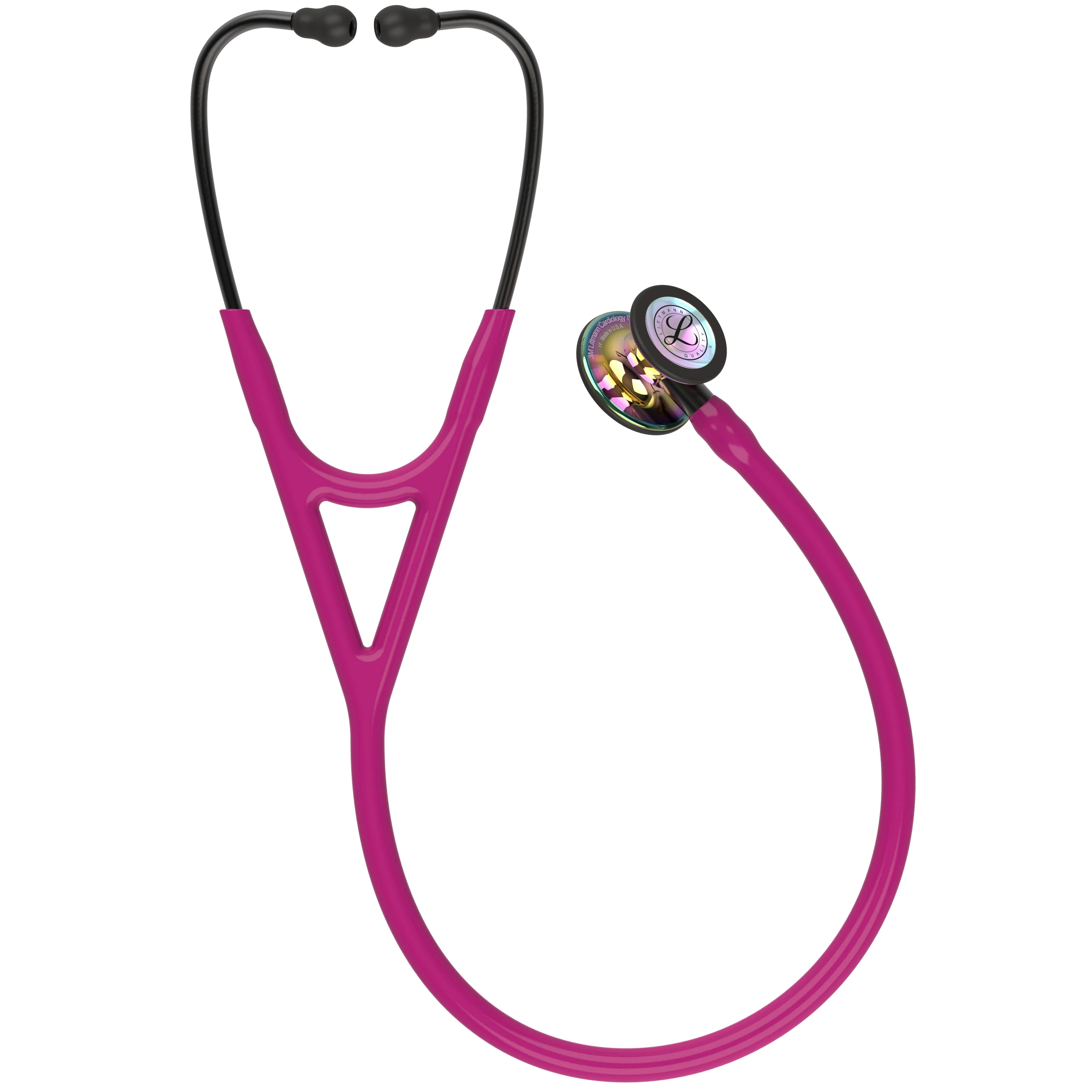 Littmann Cardiology IV Diagnostic Stethoscope: Polished Rainbow & Raspberry - Smoke Stem 6241 - Image 3