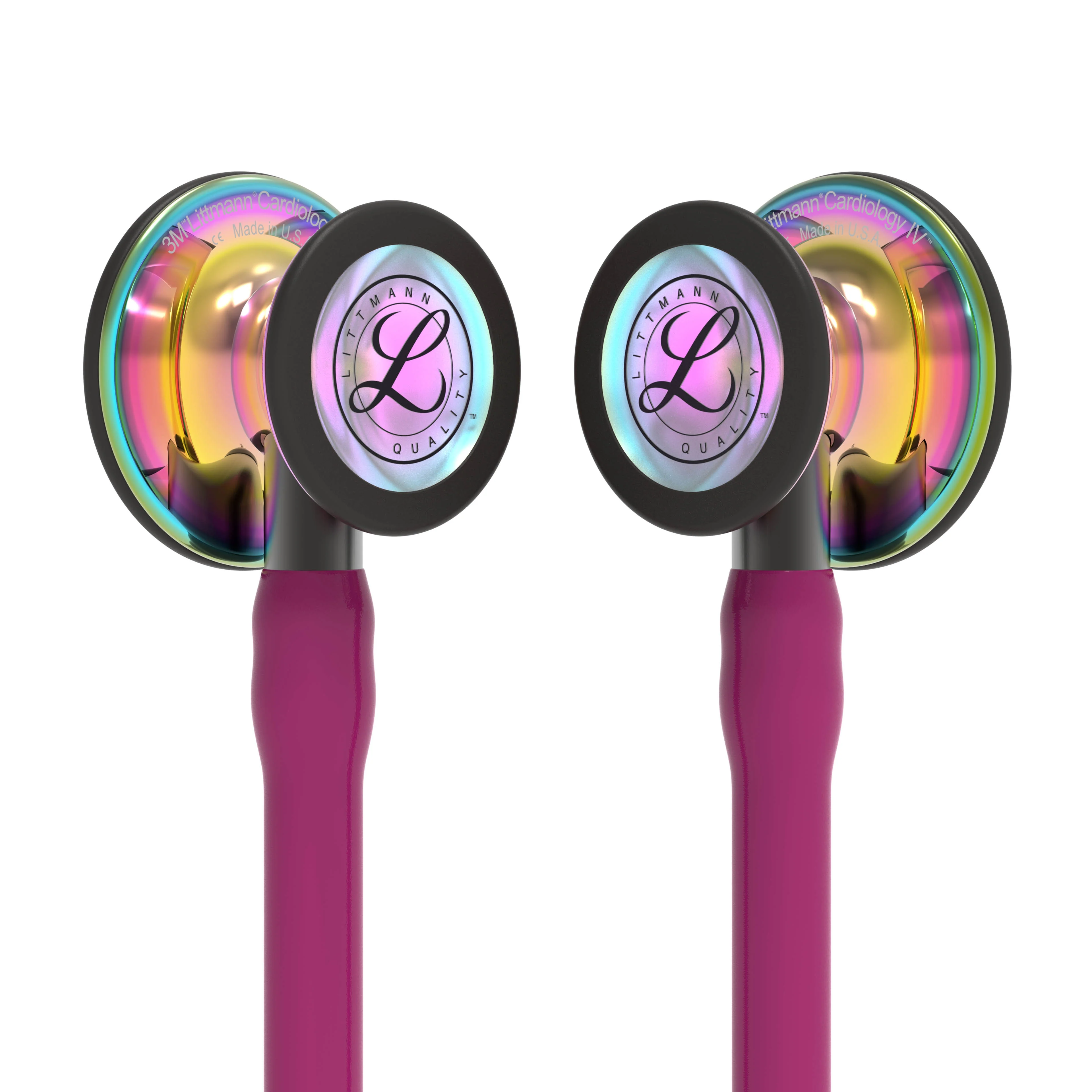 Littmann Cardiology IV Diagnostic Stethoscope: Polished Rainbow & Raspberry - Smoke Stem 6241 - Image 4