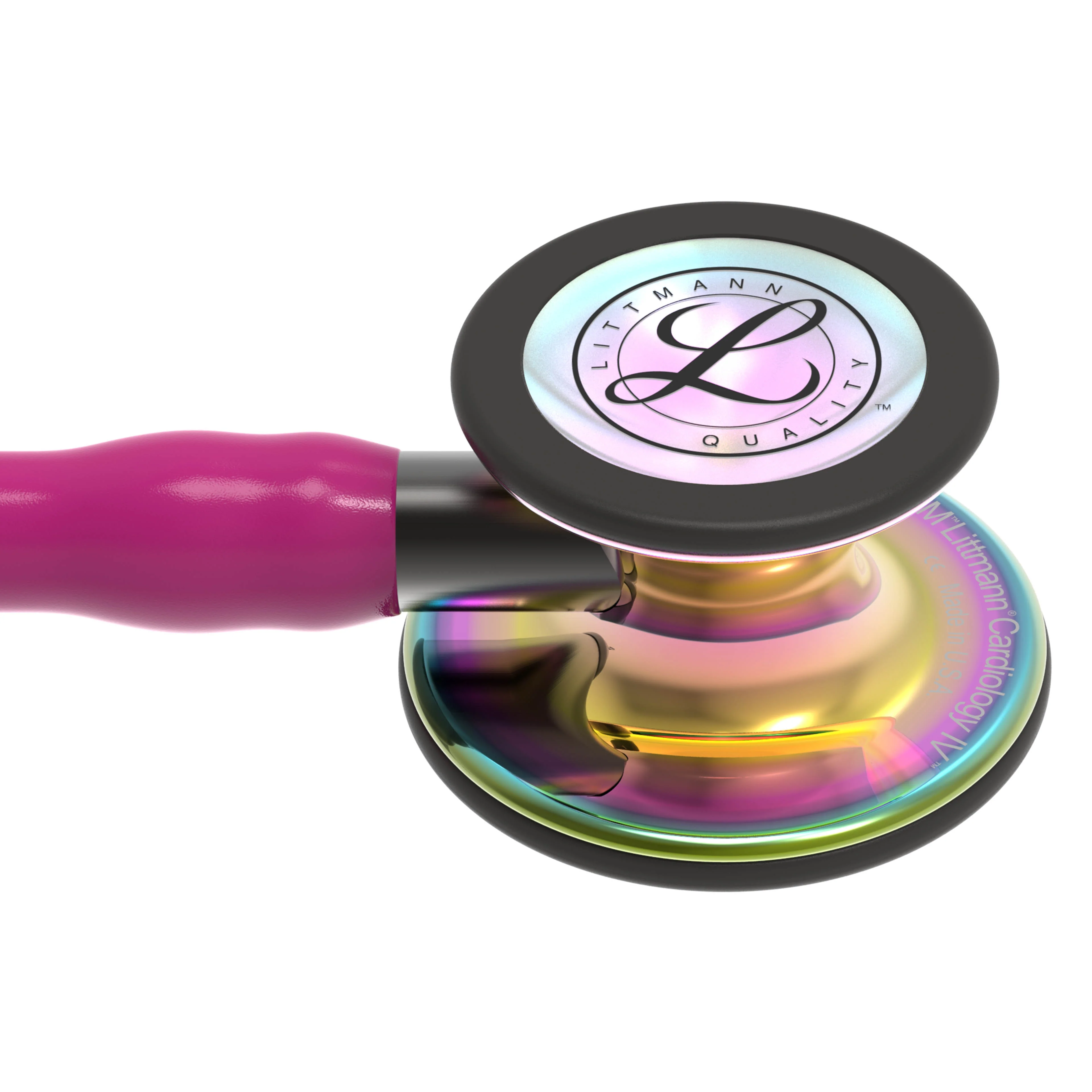 Littmann Cardiology IV Diagnostic Stethoscope: Polished Rainbow & Raspberry - Smoke Stem 6241 - Image 5