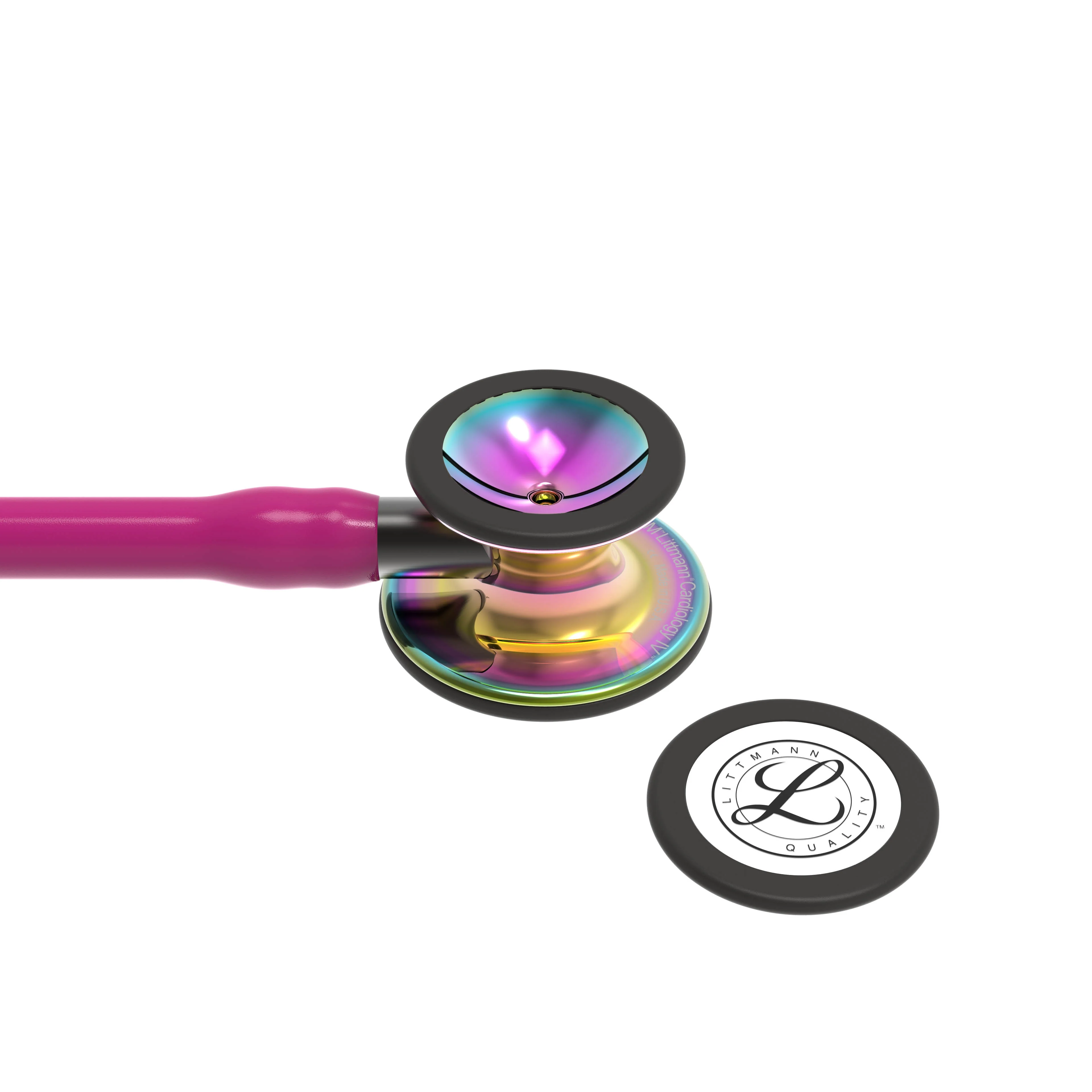 Littmann Cardiology IV Diagnostic Stethoscope: Polished Rainbow & Raspberry - Smoke Stem 6241 - Image 6