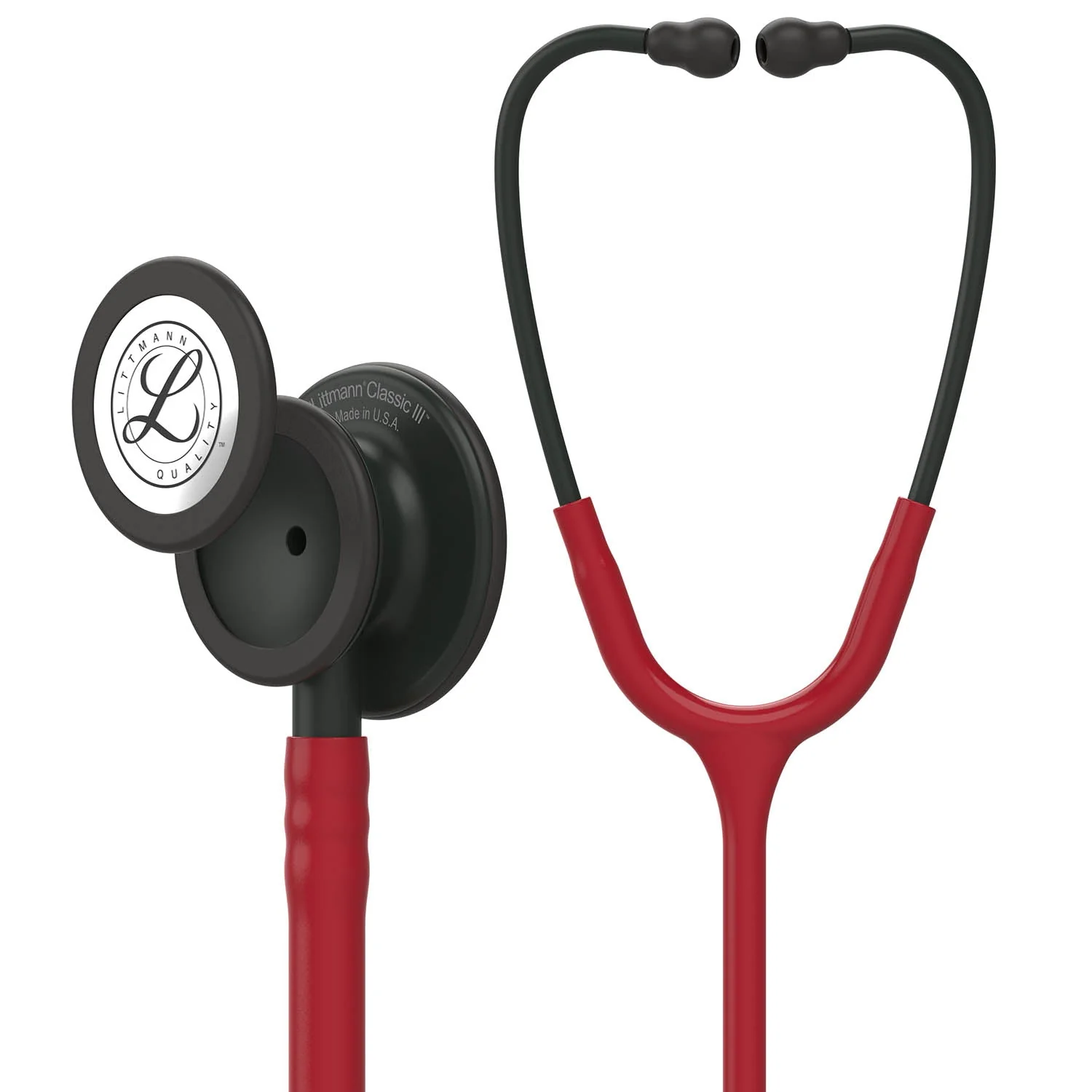 Littmann Classic III Monitoring Stethoscope: Burgundy - Black Finish 5868 - Over Engraved