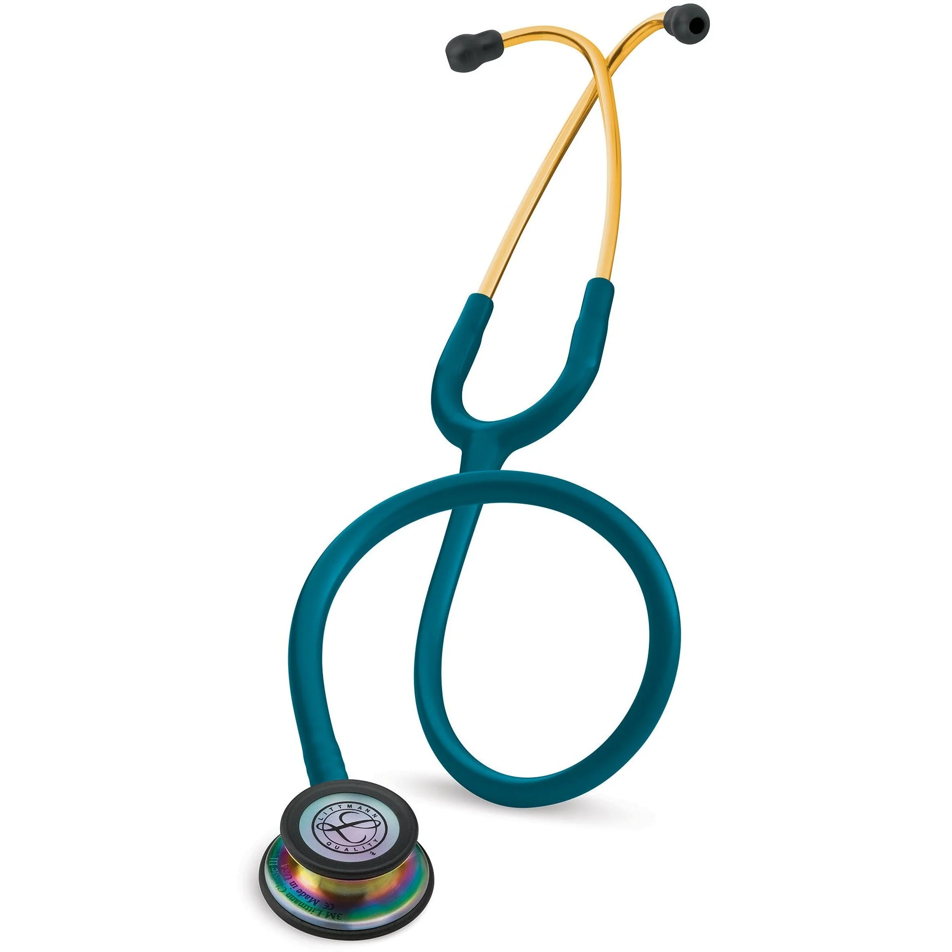 Littmann Classic III Monitoring Stethoscope: Caribbean Blue Rainbow 5807- Over Engraved - Image 2