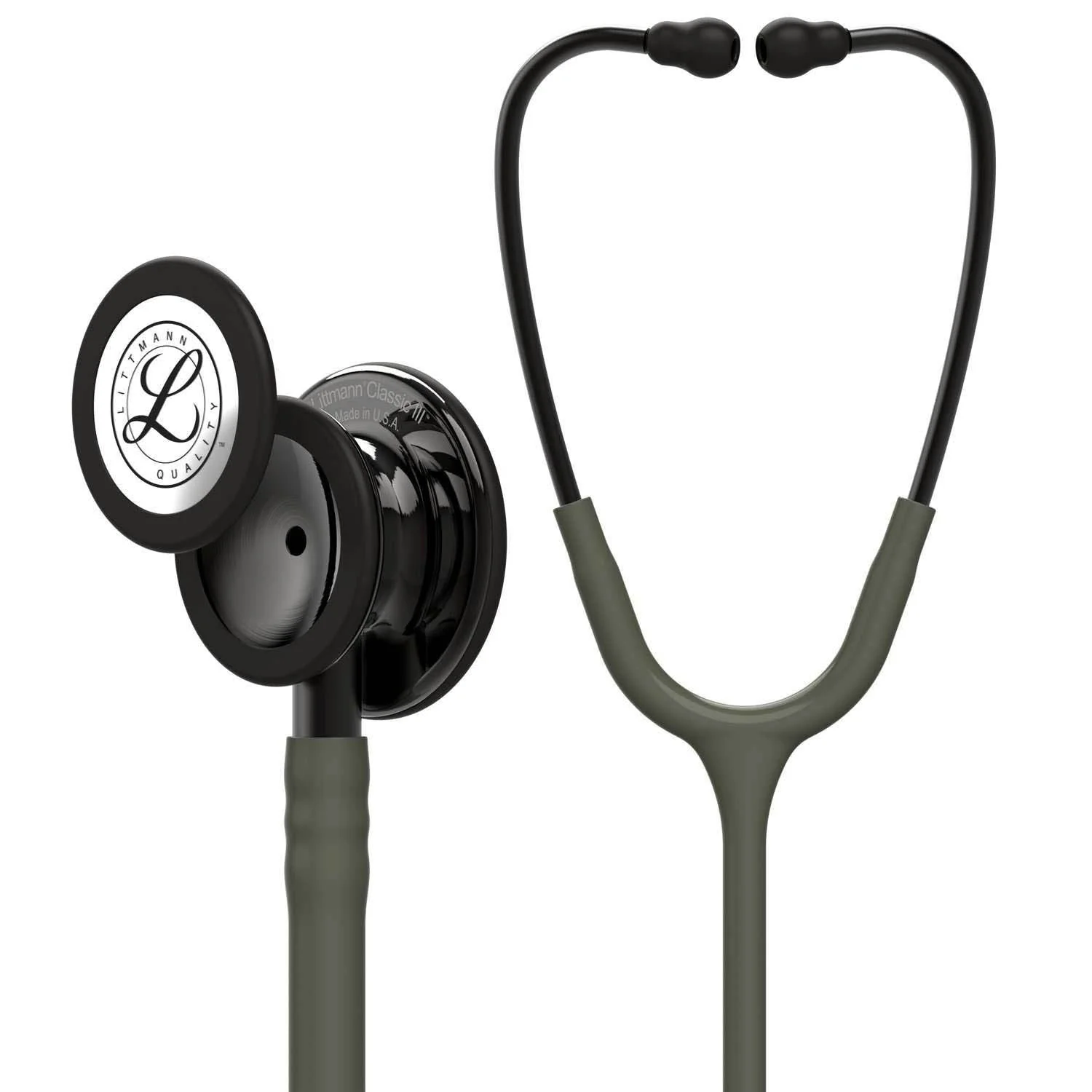 Littmann Classic III Monitoring Stethoscope: Dark Olive and Smoke Finish 5812 - Over Engraved