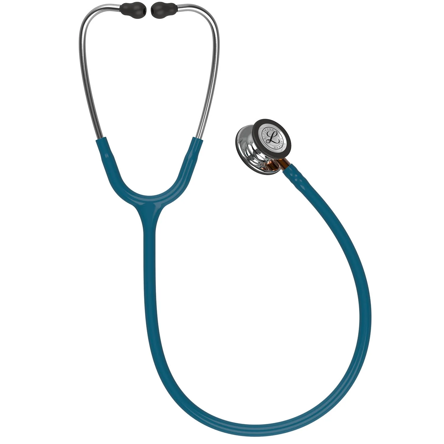 Littmann Classic III Monitoring Stethoscope: Mirror & Caribbean Blue - Orange Stem 5874 - Image 3