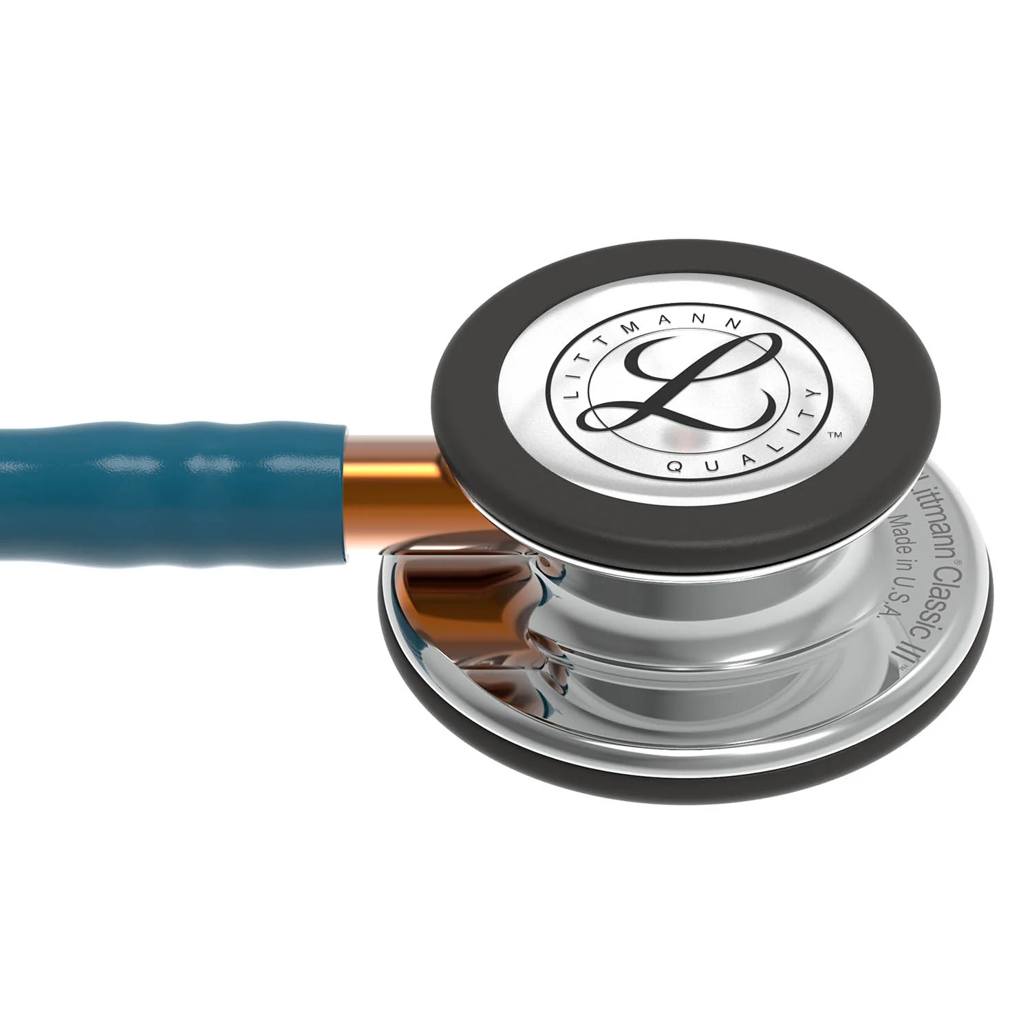 Littmann Classic III Monitoring Stethoscope: Mirror & Caribbean Blue - Orange Stem 5874 - Image 4