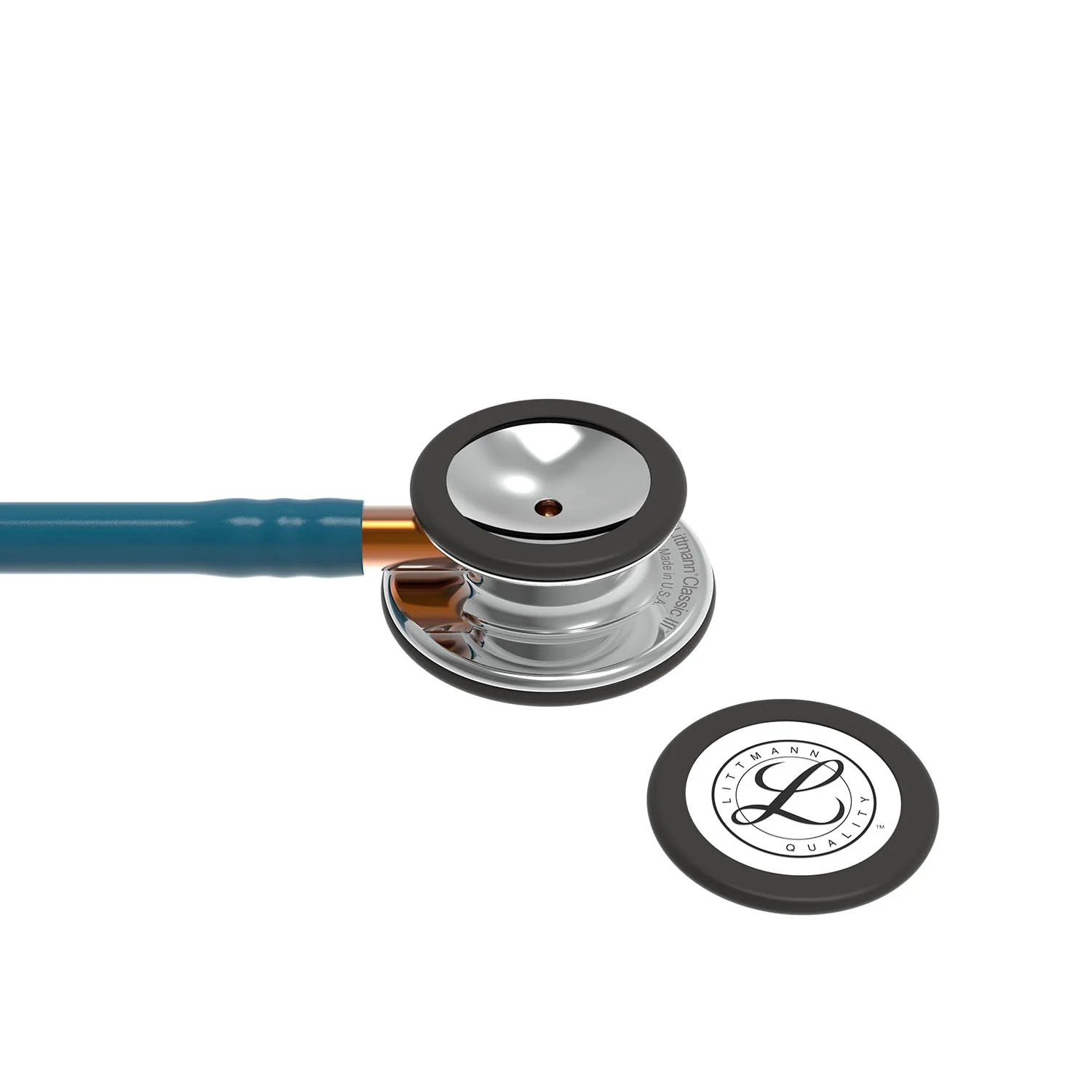 Littmann Classic III Monitoring Stethoscope: Mirror & Caribbean Blue - Orange Stem 5874 - Image 5