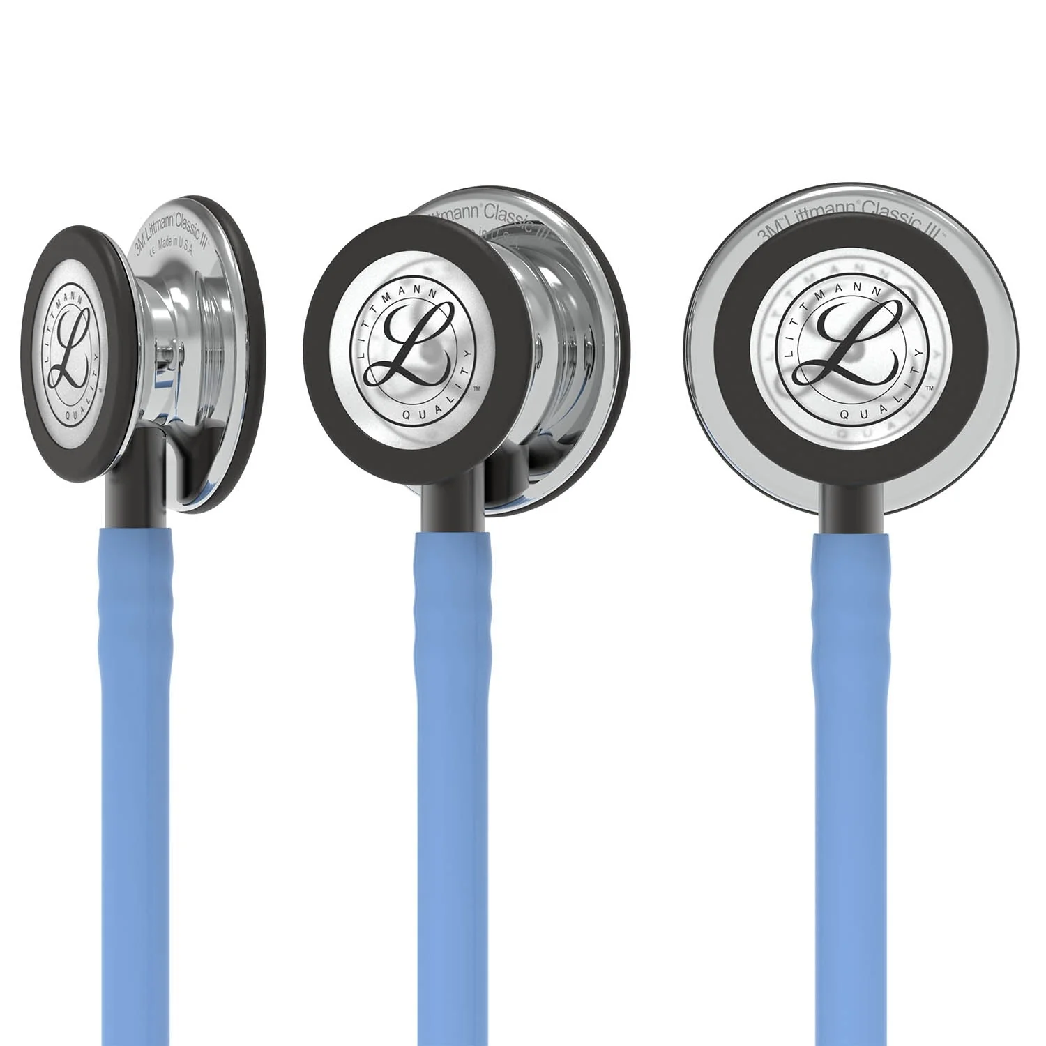Littmann Classic III Monitoring Stethoscope: Mirror & Ceil Blue - Smoke Stem 5959 - Over Engraved - Image 9