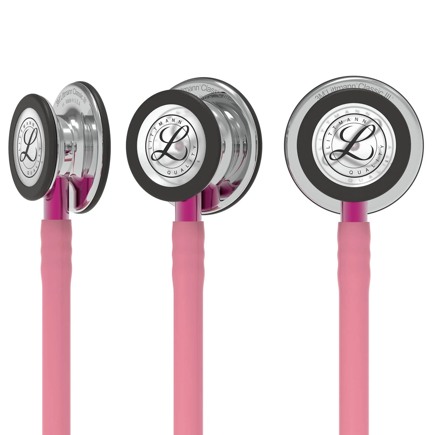 Littmann Classic III Monitoring Stethoscope: Mirror & Pearl Pink - Pink Stem 5962 - Image 4