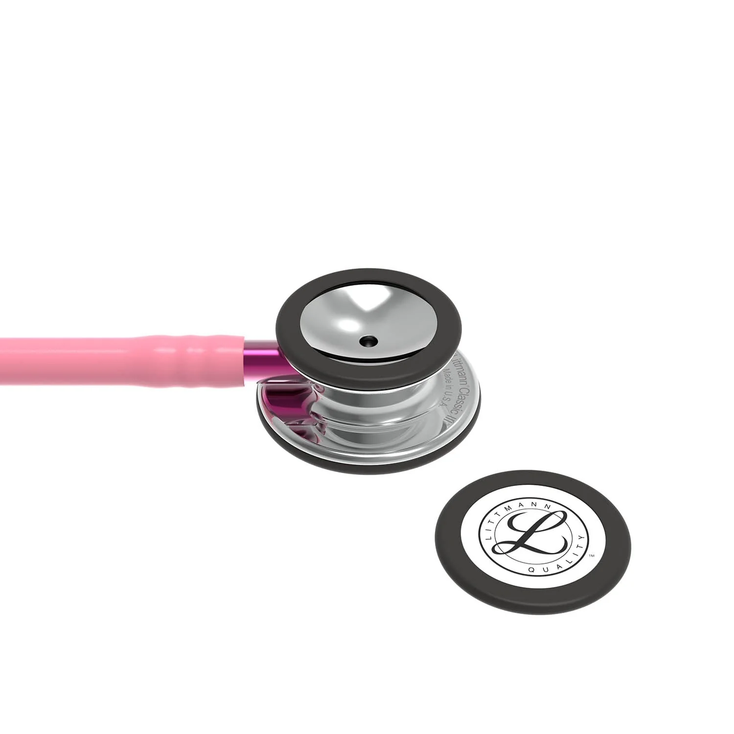 Littmann Classic III Monitoring Stethoscope: Mirror & Pearl Pink - Pink Stem 5962/B Over Engraved - Image 2