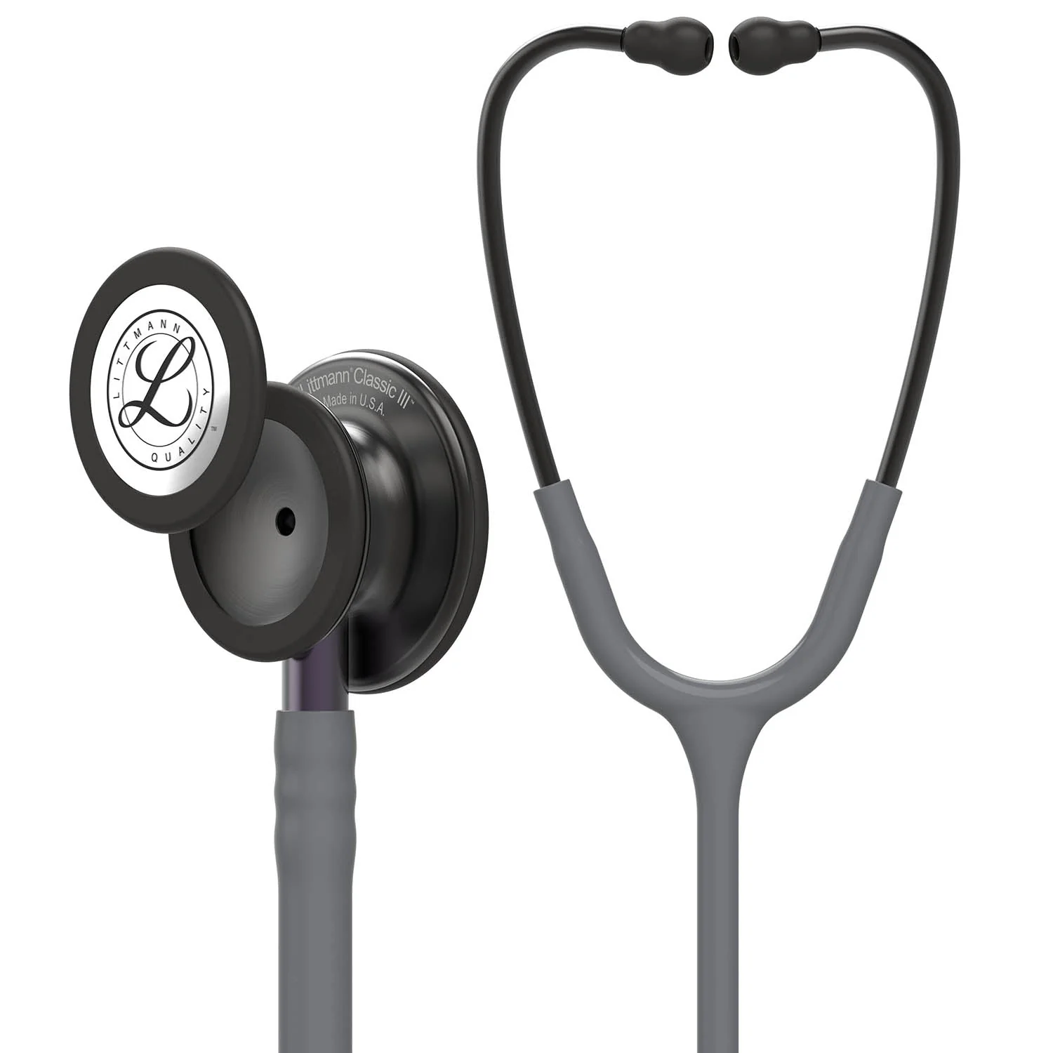 Littmann Classic III Monitoring Stethoscope: Smoke & Gray - Violet Stem 5873 - Over Engraved