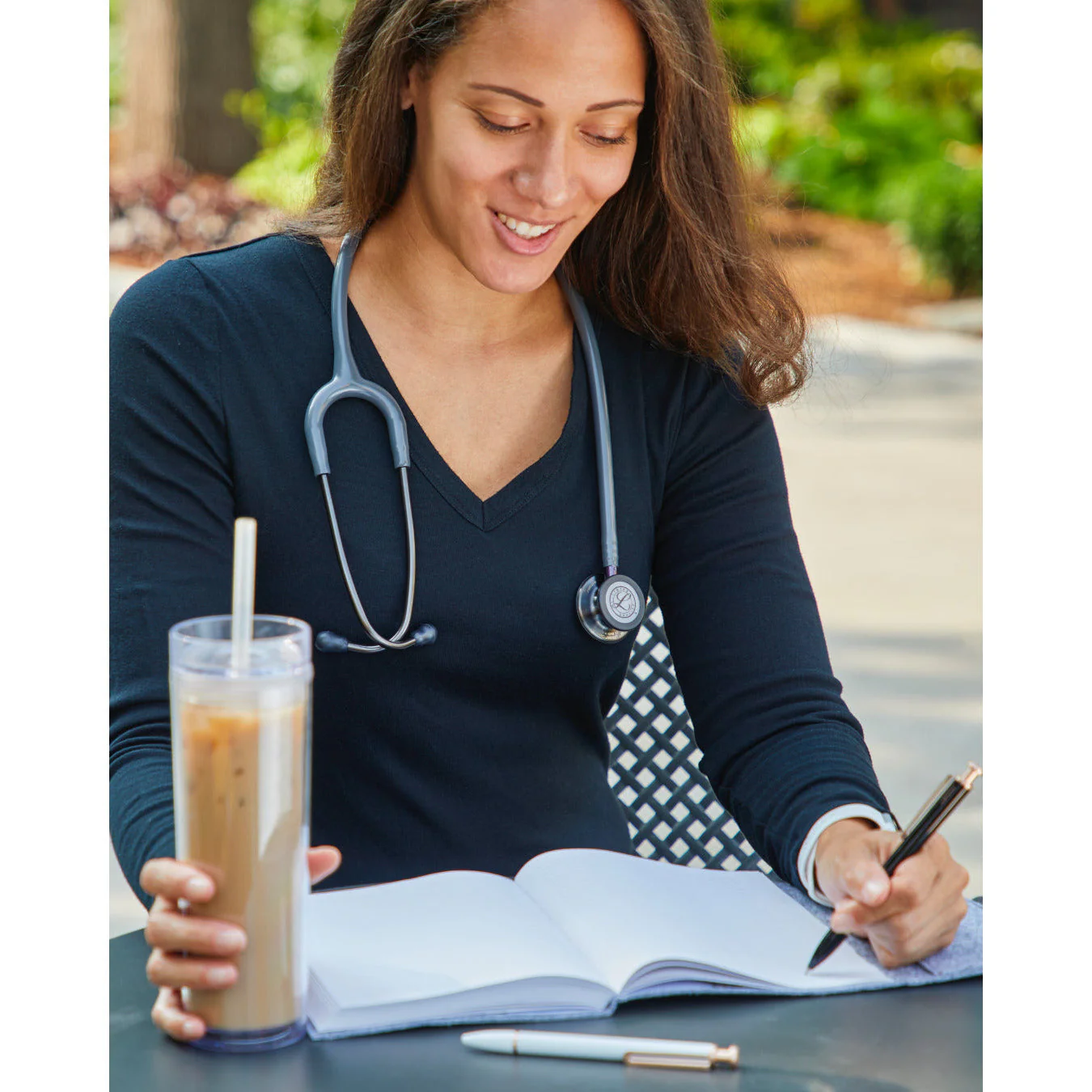 Littmann Classic III Monitoring Stethoscope: Smoke & Gray - Violet Stem 5873 - Over Engraved - Image 3