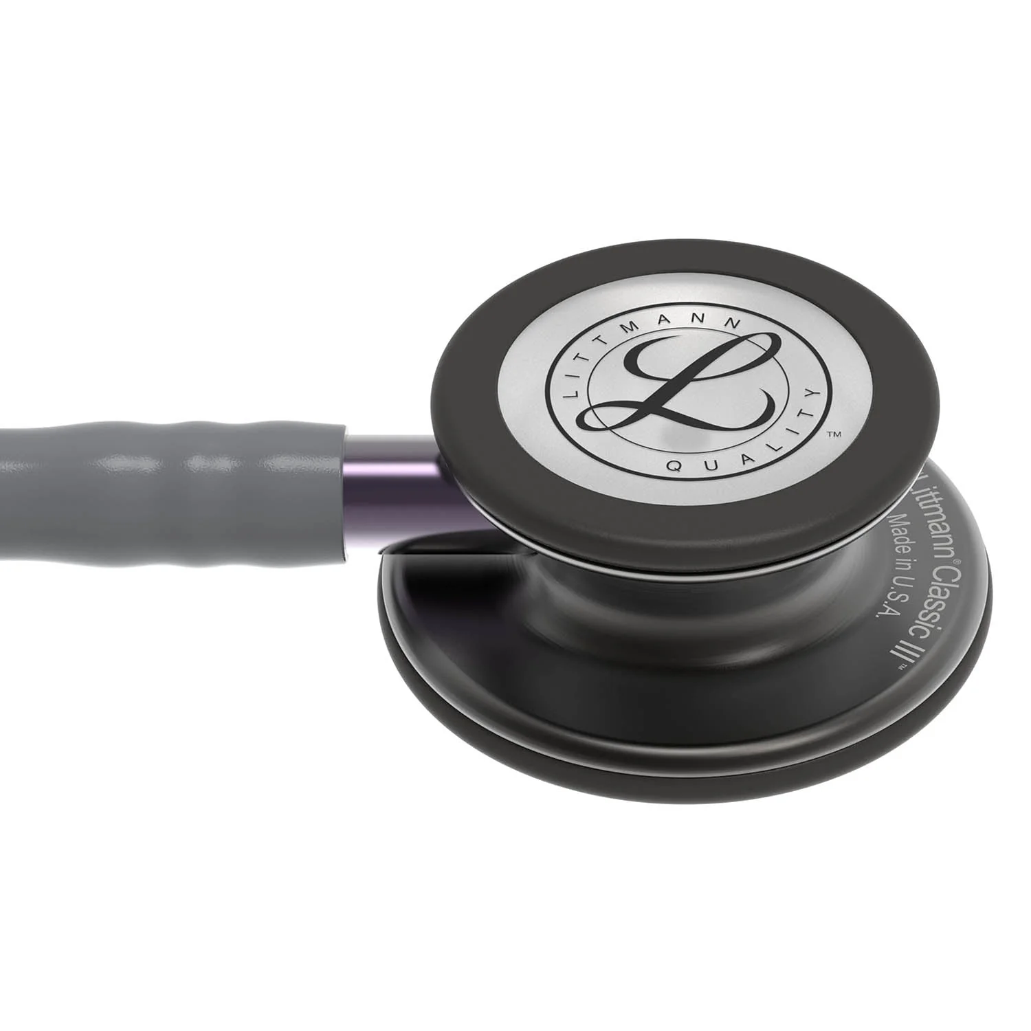 Littmann Classic III Monitoring Stethoscope: Smoke & Gray - Violet Stem 5873 - Over Engraved - Image 7