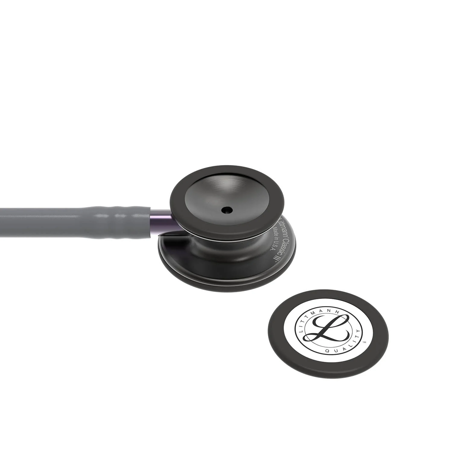 Littmann Classic III Monitoring Stethoscope: Smoke & Gray - Violet Stem 5873 - Over Engraved - Image 8