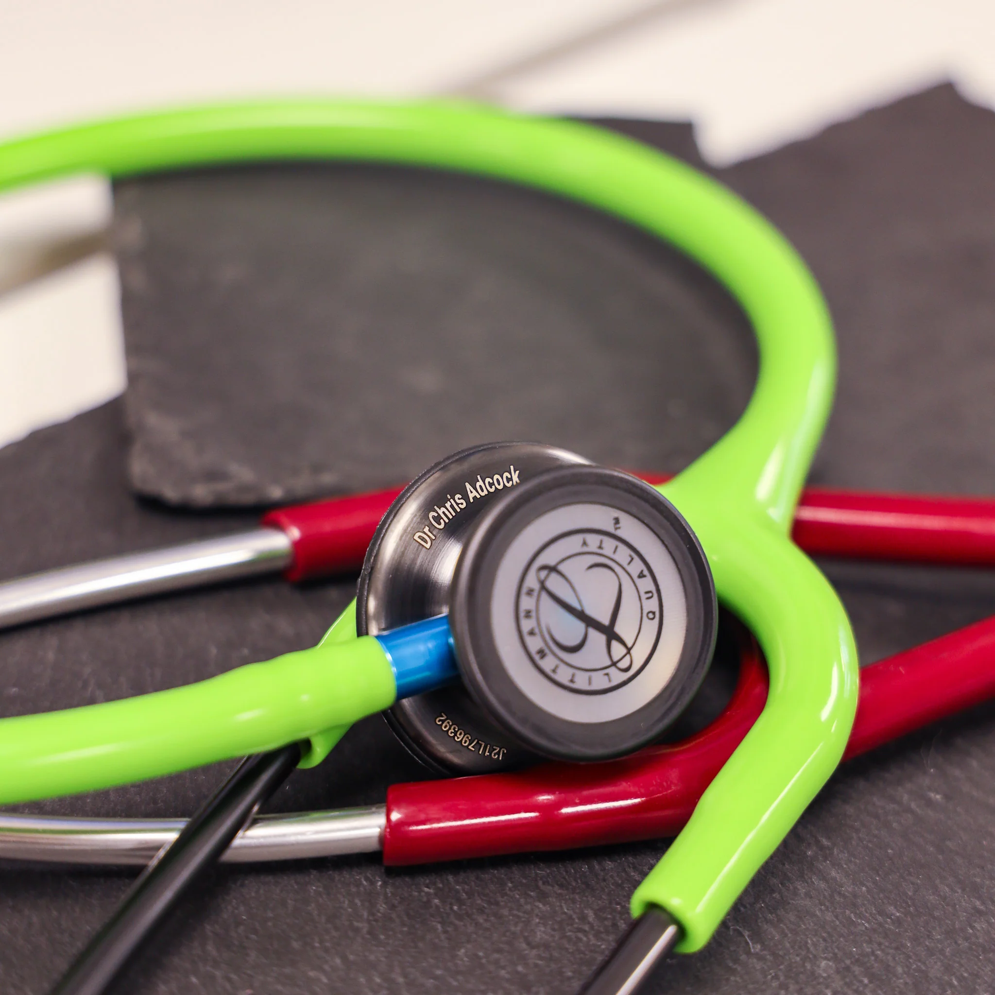 Littmann Classic III Monitoring Stethoscope: Smoke & Lime Green - Blue Stem 5875 - Image 6