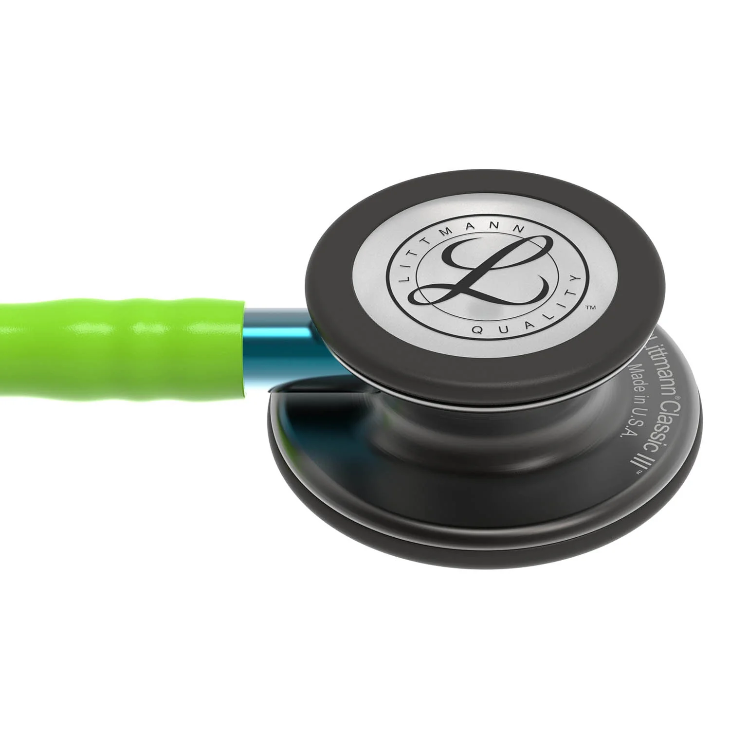 Littmann Classic III Monitoring Stethoscope: Smoke & Lime Green - Blue Stem 5875 - Image 8
