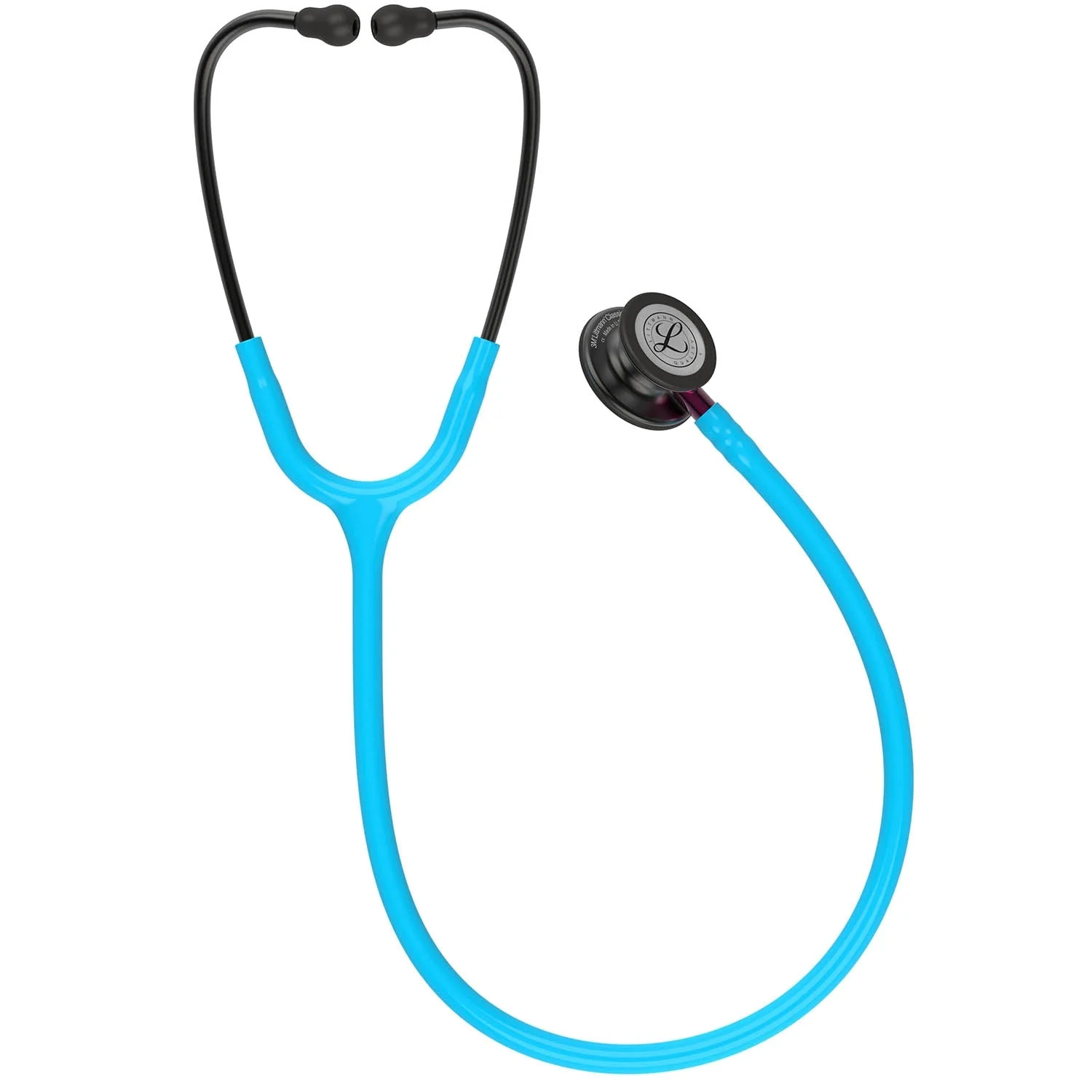 Littmann Classic III Monitoring Stethoscope: Smoke & Turquoise - Pink Stem 5872 - Over Engraved - Image 5