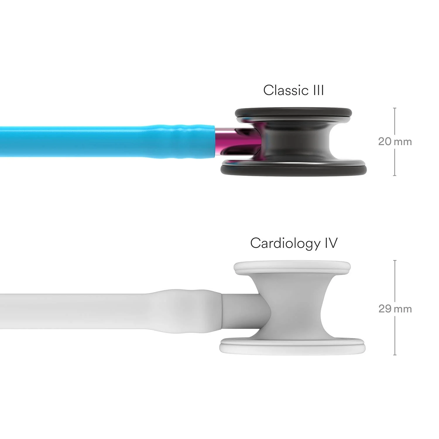 Littmann Classic III Monitoring Stethoscope: Smoke & Turquoise - Pink Stem 5872 - Over Engraved - Image 9