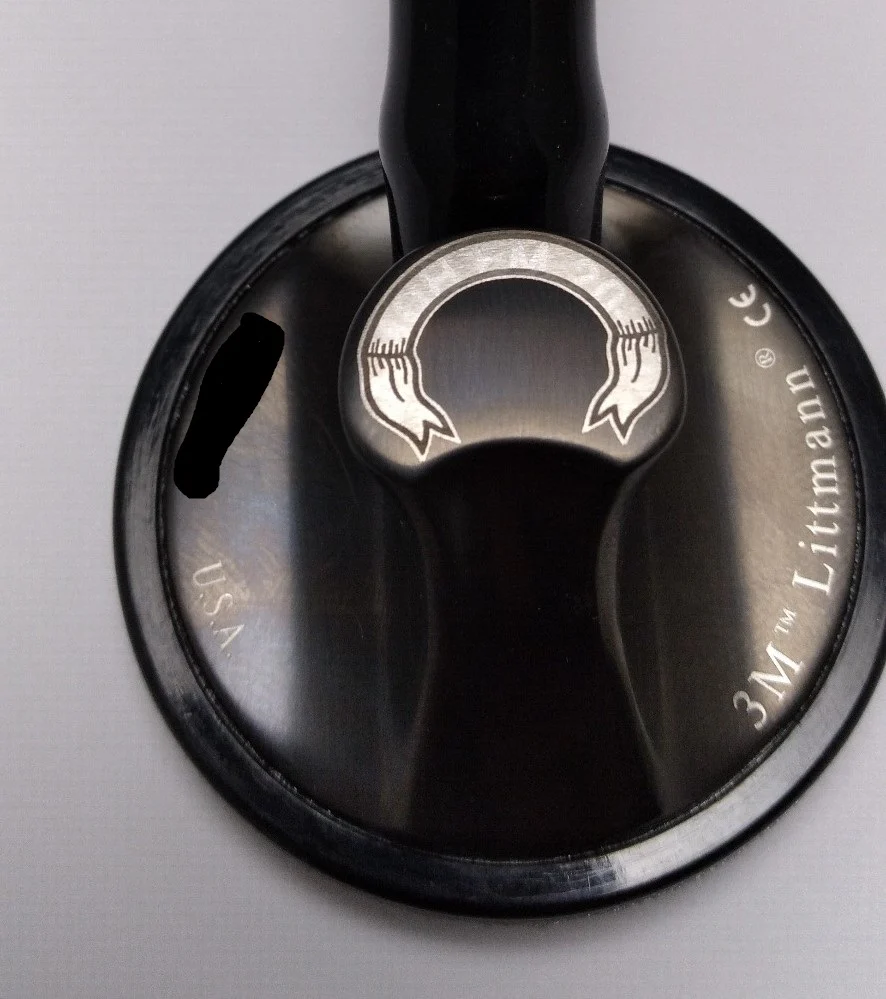 Littmann Master Cardiology Stethoscope: Black & Smoke Finish 2176 - Over engraved