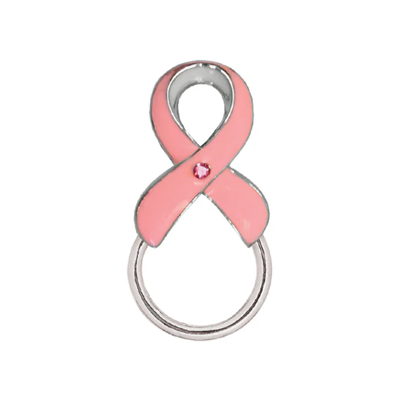 Pink Ribbon Silver Badge Tac