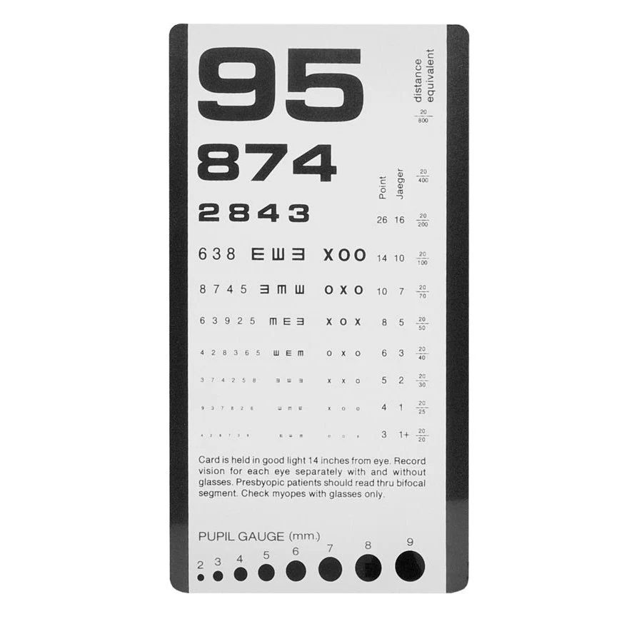 Pocket Eye Chart - 16cm x 9cm