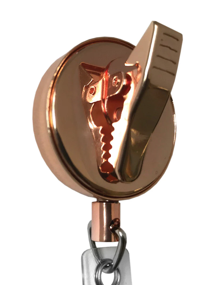 Premium All Metal Retracteze ID Holder - Rose Gold - Image 2
