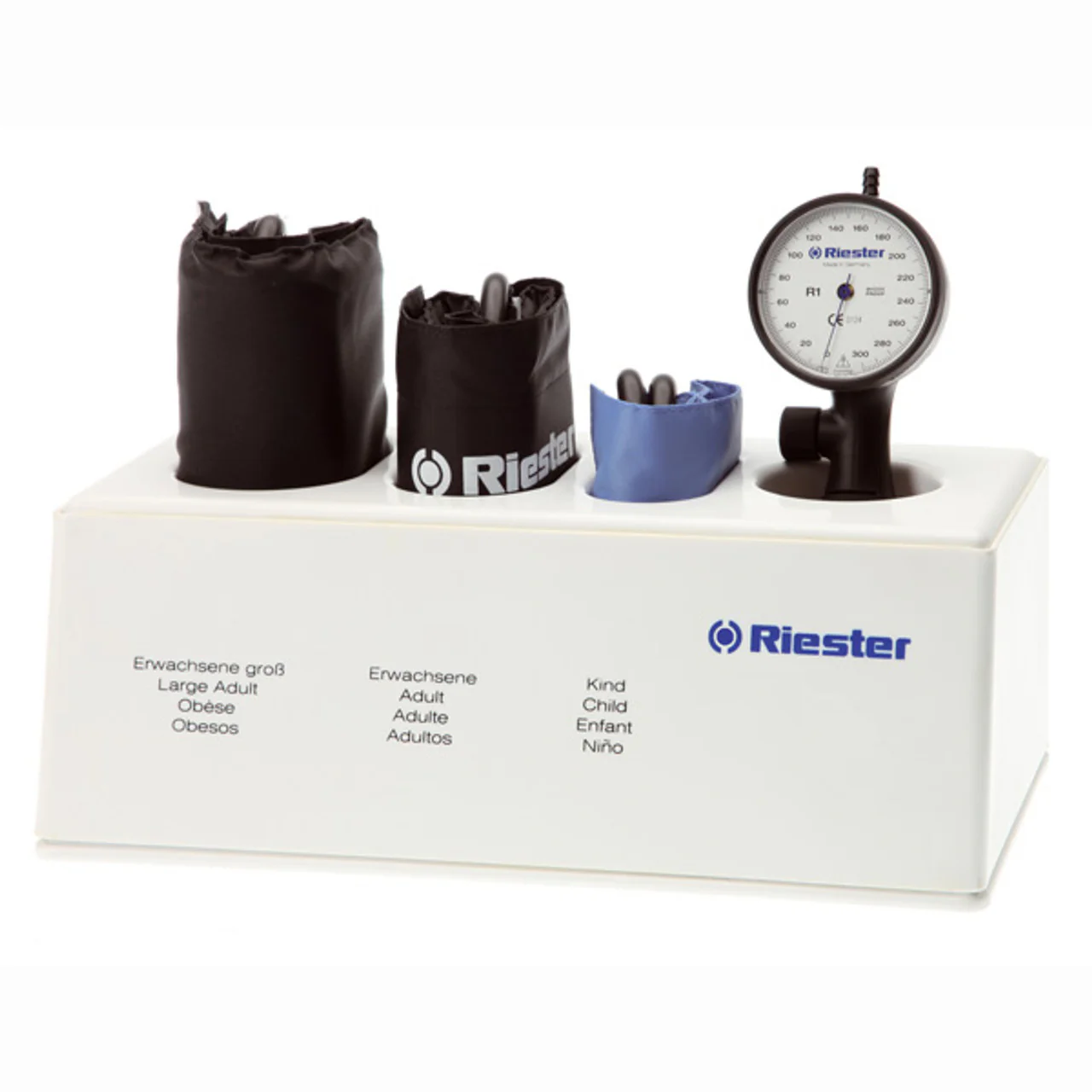 Riester Aneroid Shock-Proof Sphygmomanometer Set with 3 Velcro Cuffs