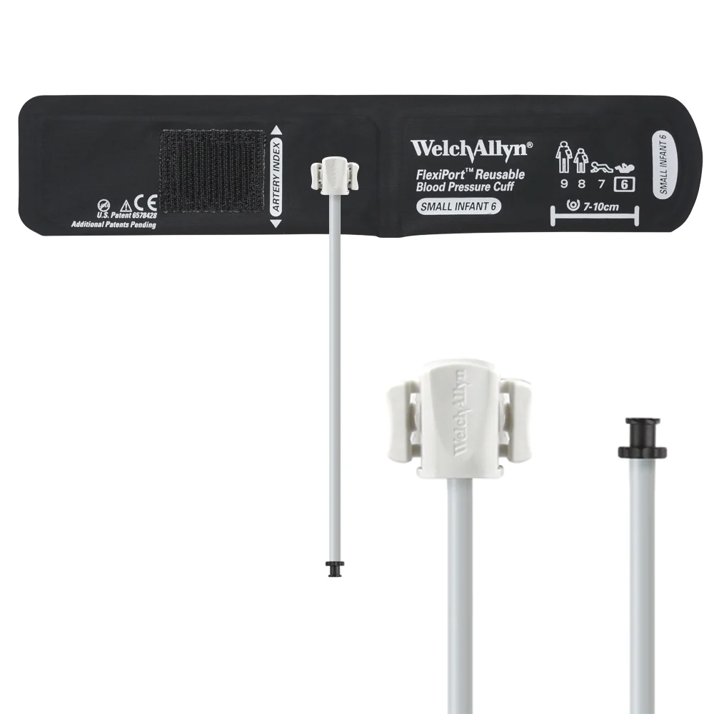 Welch Allyn FlexiPort Blood Pressure Cuff; Size-06 Small Infant, Reusable, 1-Tube (24.0 in/61.0 cm), Tri-Purpose (#5082-168) Connector