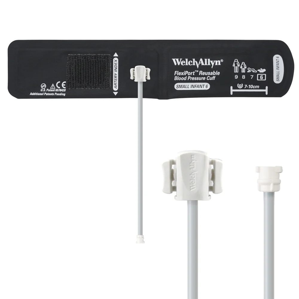 Welch Allyn FlexiPort Blood Pressure Cuff; Size-06 Small Infant, Reusable, 1-Tube, Female Locking (#5082-182) Connector