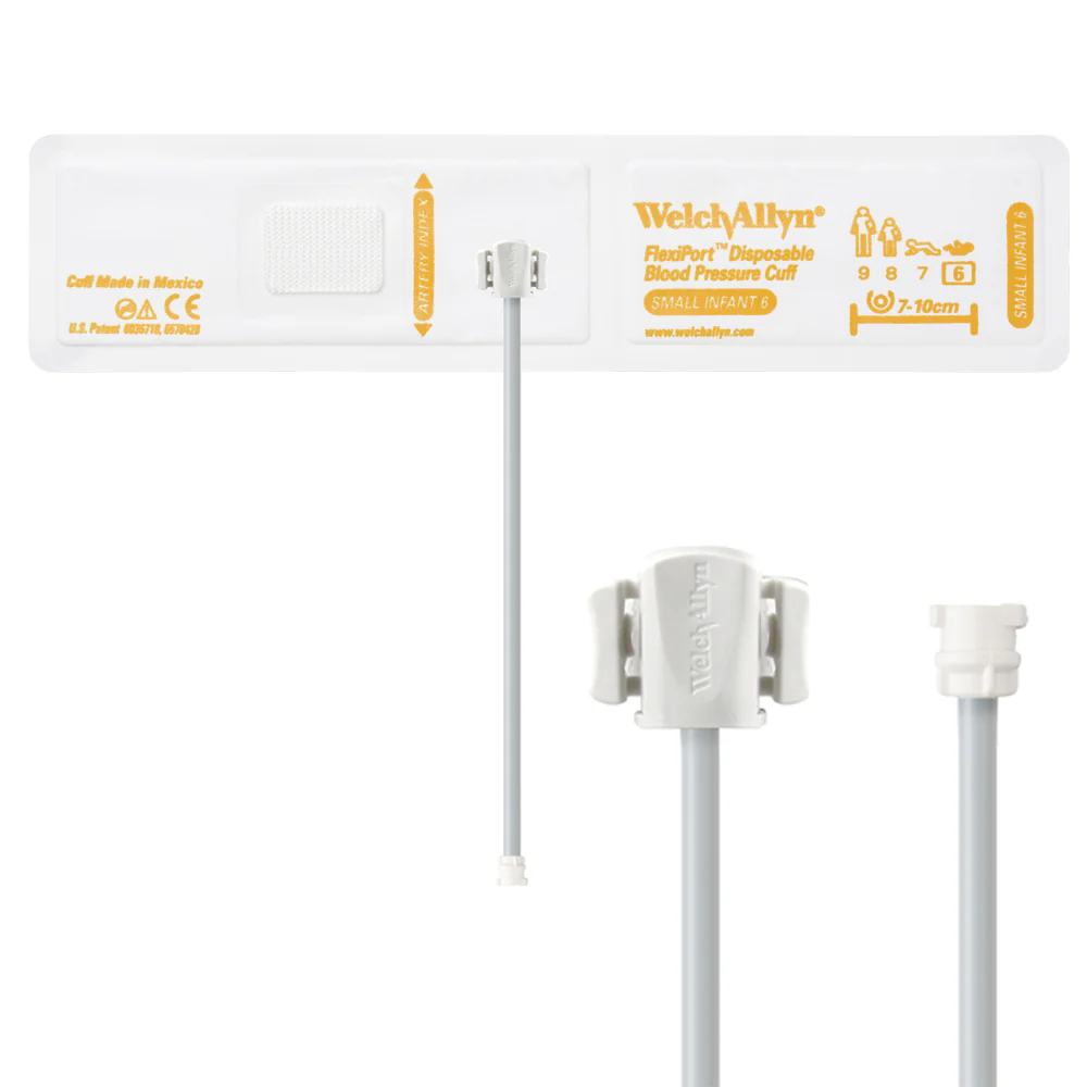 Welch Allyn FlexiPort Blood Pressure Cuff; Size-06 Small Infant, Soft Disposable, 1-Tube - Pack of 20