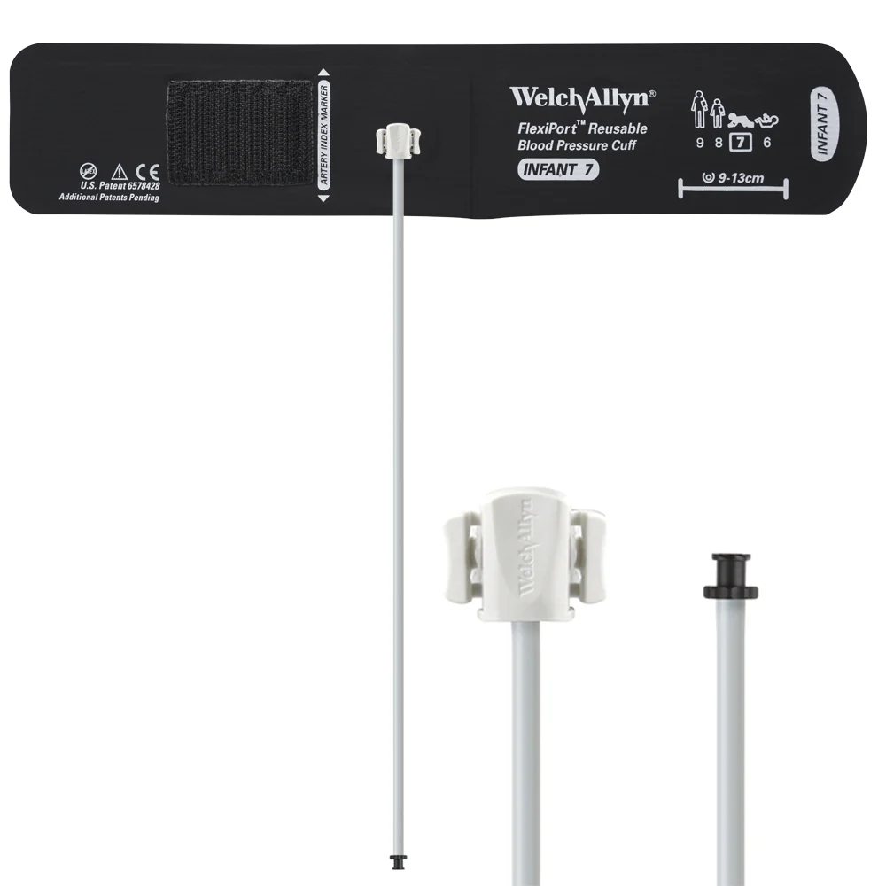 Welch Allyn FlexiPort Blood Pressure Cuff; Size-07 Infant, Reusable, 1-Tube (24.0 in/61.0 cm), Tri-Purpose (#5082-168) Connector
