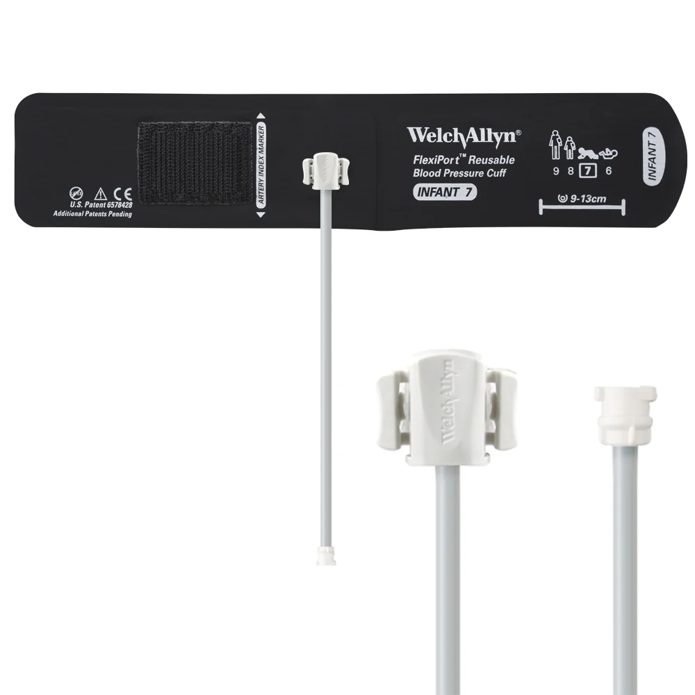 Welch Allyn FlexiPort Blood Pressure Cuff; Size-07 Infant, Reusable, 1-Tube, Female Locking (#5082-182) Connector
