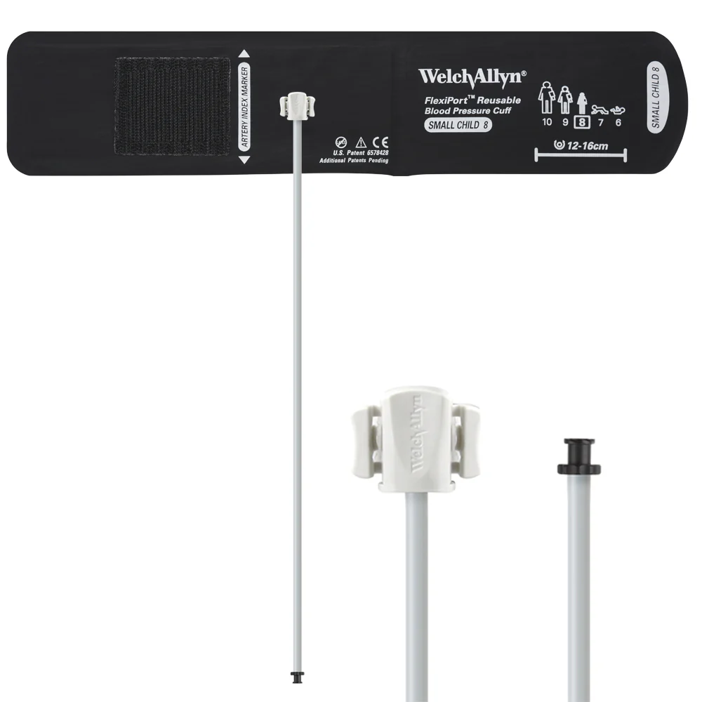 Welch Allyn FlexiPort Blood Pressure Cuff; Size-08 Small Child, Reusable, 1-Tube (24.0 in/61.0 cm), Tri-Purpose (#5082-168) Connector