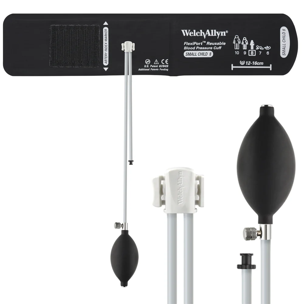 Welch Allyn FlexiPort Blood Pressure Cuff; Size-08 Small Child, Reusable, 2-Tubes