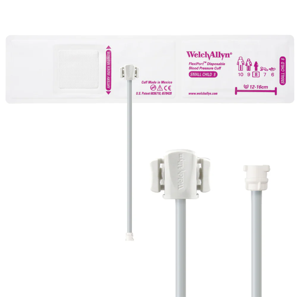 Welch Allyn FlexiPort Blood Pressure Cuff; Size-08 Small Child, Soft Disposable, 1-Tube - Pack of 20